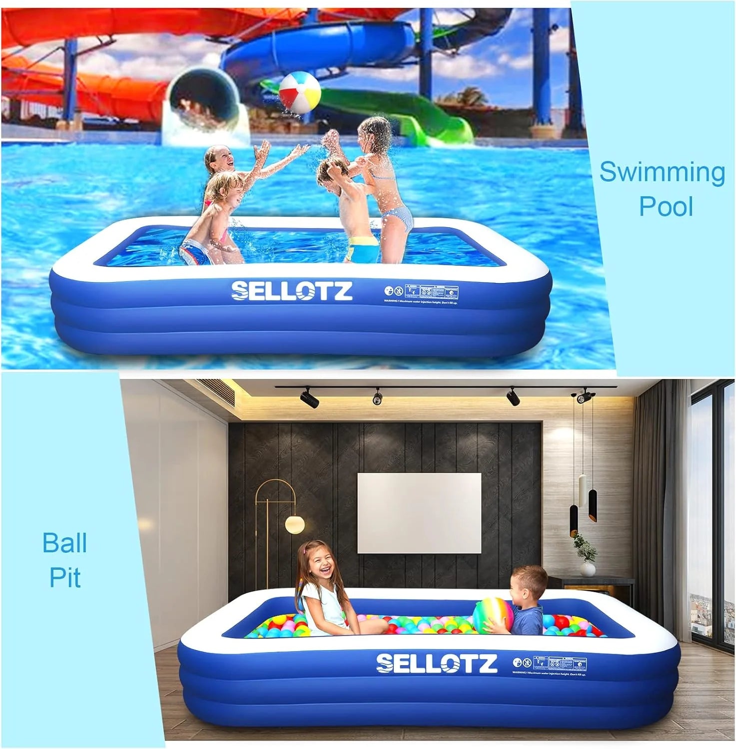 Inflatable Pool for Kids and Adults, 120 X 72 X 22 Oversized Thickened Family Swimming Pool for Toddlers, Outdoor, Garden, Backyard, Summer Water Party