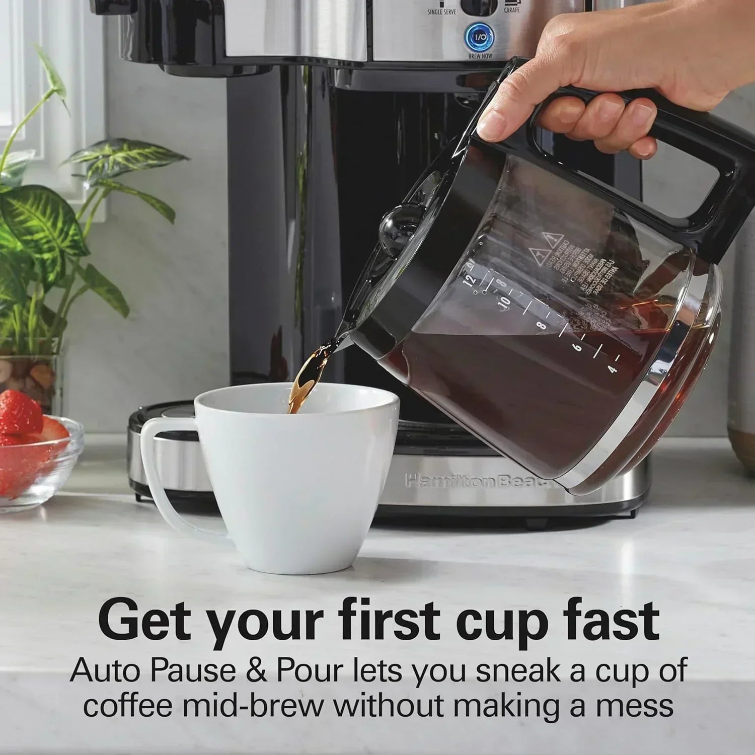 Hamilton Beach 2-Way 12 Cup Programmable Drip Coffee Maker Single Serve Machine Glass Carafe