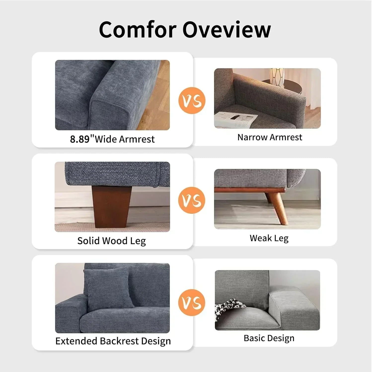 DOPEDIO living room double sofa chenille lounge chair removable solid wood frame