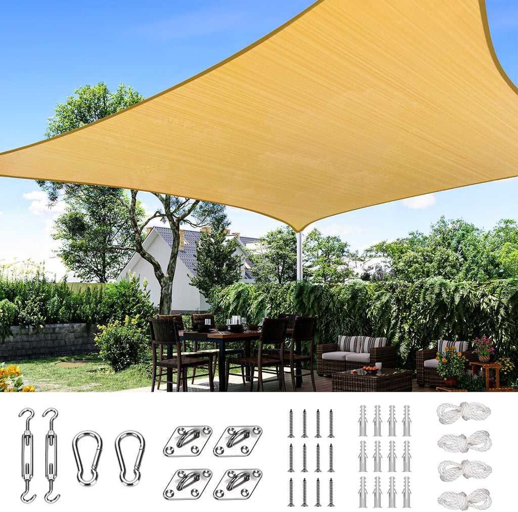 Quictent Sun Shade Sail for Patio, 185GSM Heavy Duty Rectangular Outdoor Sunshades UV Block Outside Canopy Cover for Backyard White and Grey Multi 20x26ft