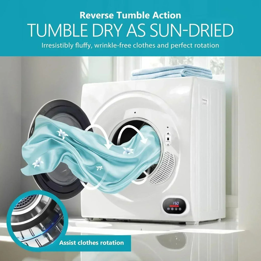 Compact Laundry Dryer 3.5 cu ft Front Load Stainless Steel Clothes Dryers With Exhaust Pipe