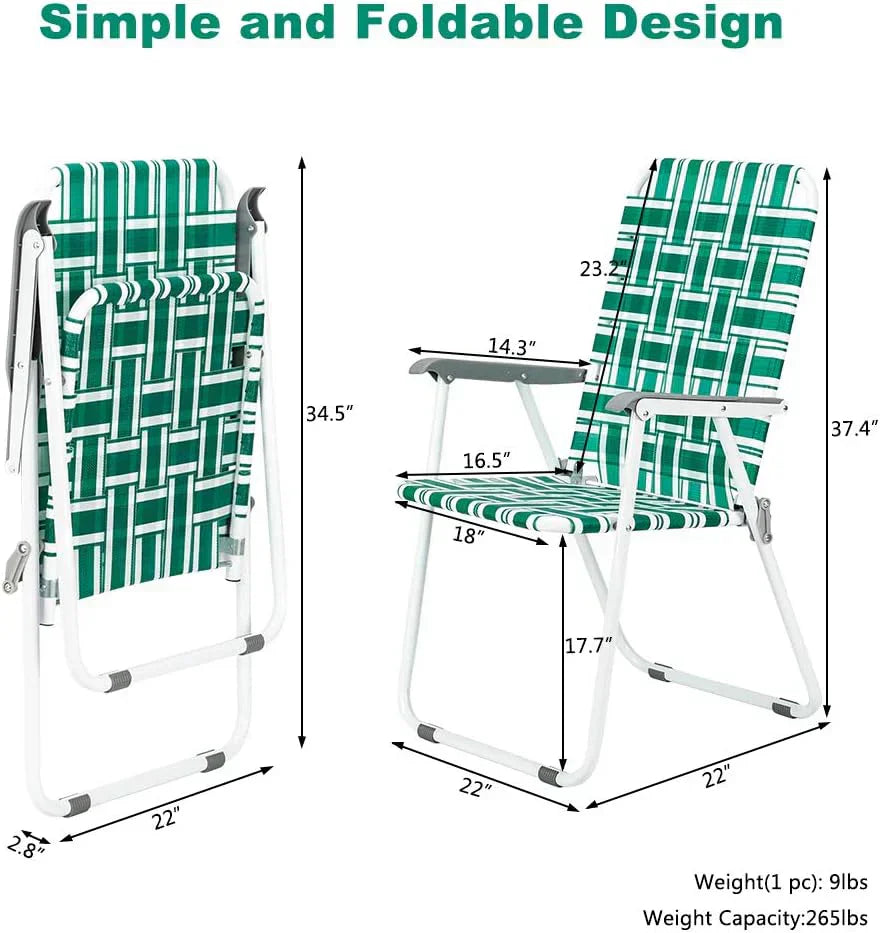 VINGLI Patio Lawn Webbed Folding Chairs Set of 2 Outdoor Beach Portable Lawn Chair