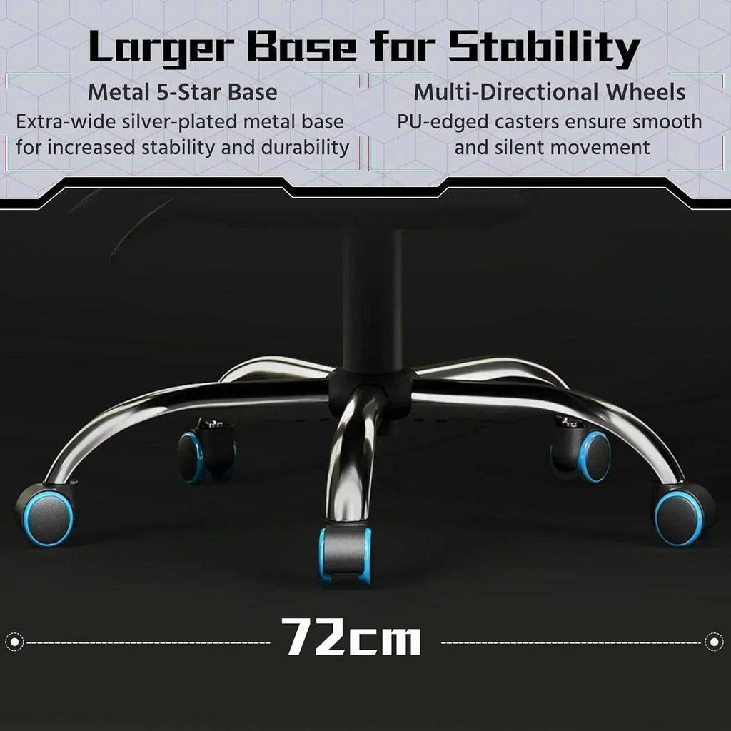 Gaming Chair with Massage Lumbar Support and Footrest Height Office Gaming Chair