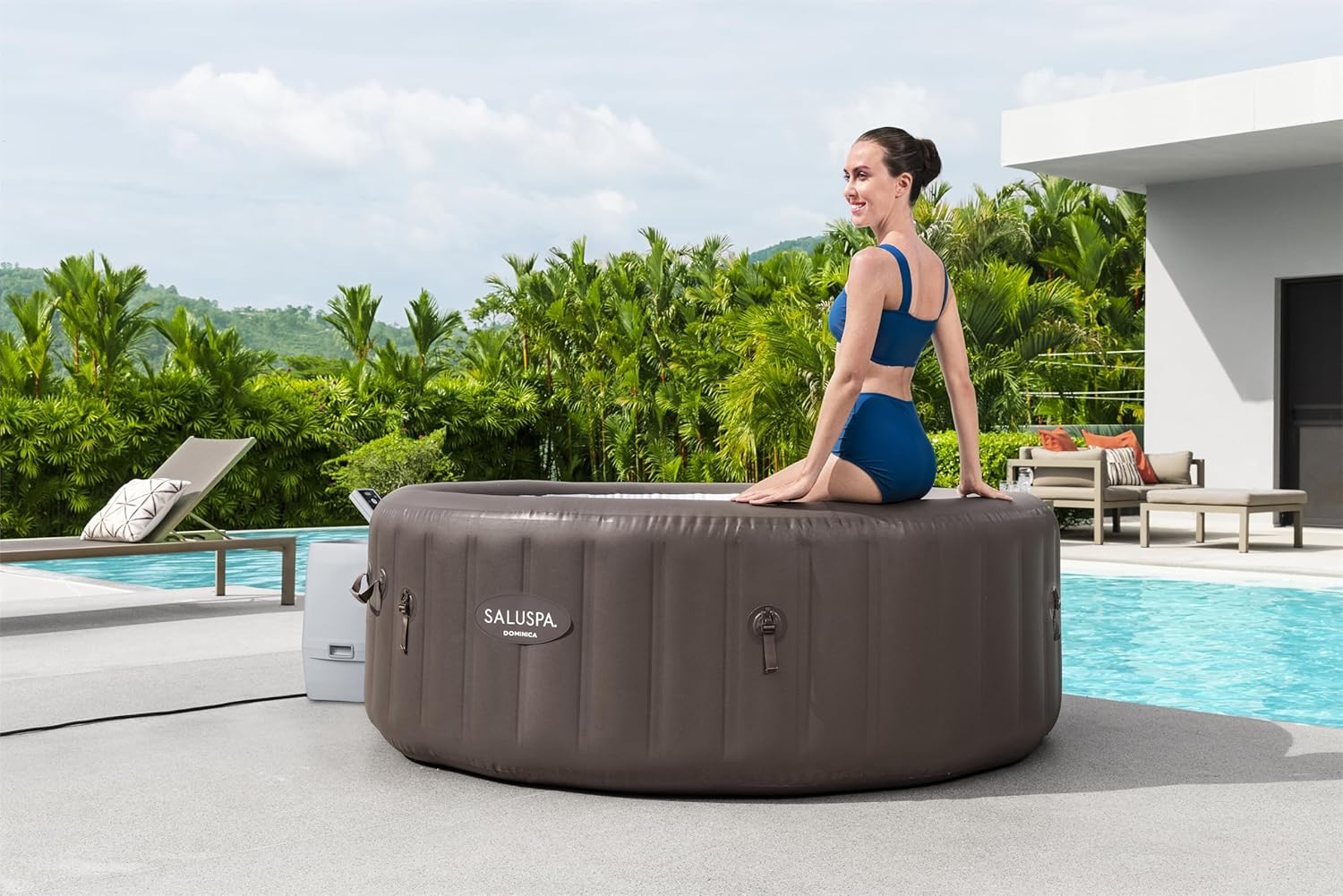 Bestway SaluSpa Miami EnergySense AirJet Inflatable Hot Tub Spa 71 x 26 Portable Hot Tub