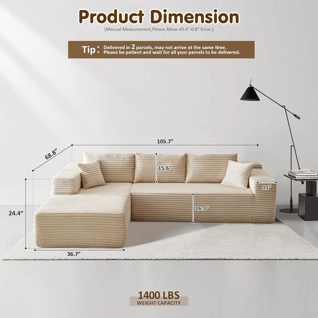Ovios 104 Cloud Section Sofa L-shaped lounge chair, modern modular sofa