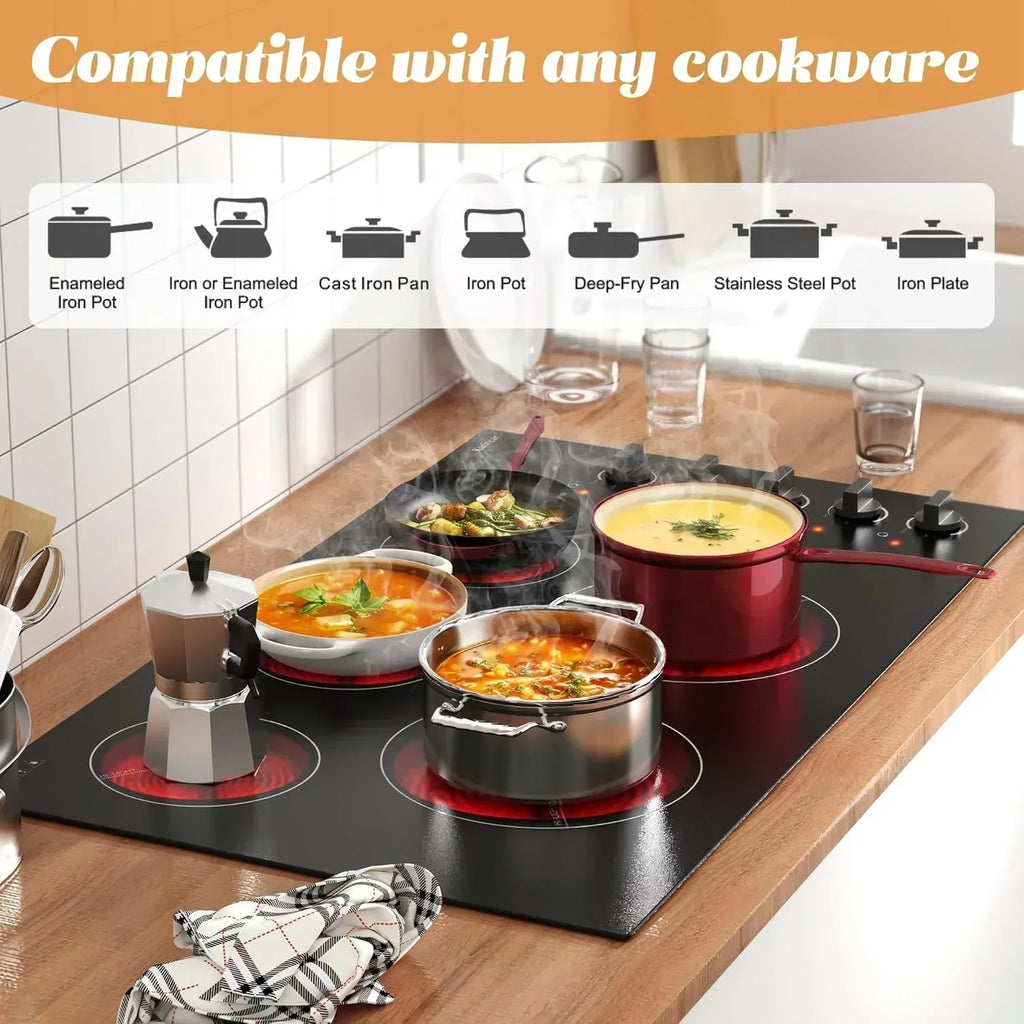 Karinear 30 Inch Electric Cooktop 4 Burners Built-in Ceramic Cooktop Radiant Electric Stove Top