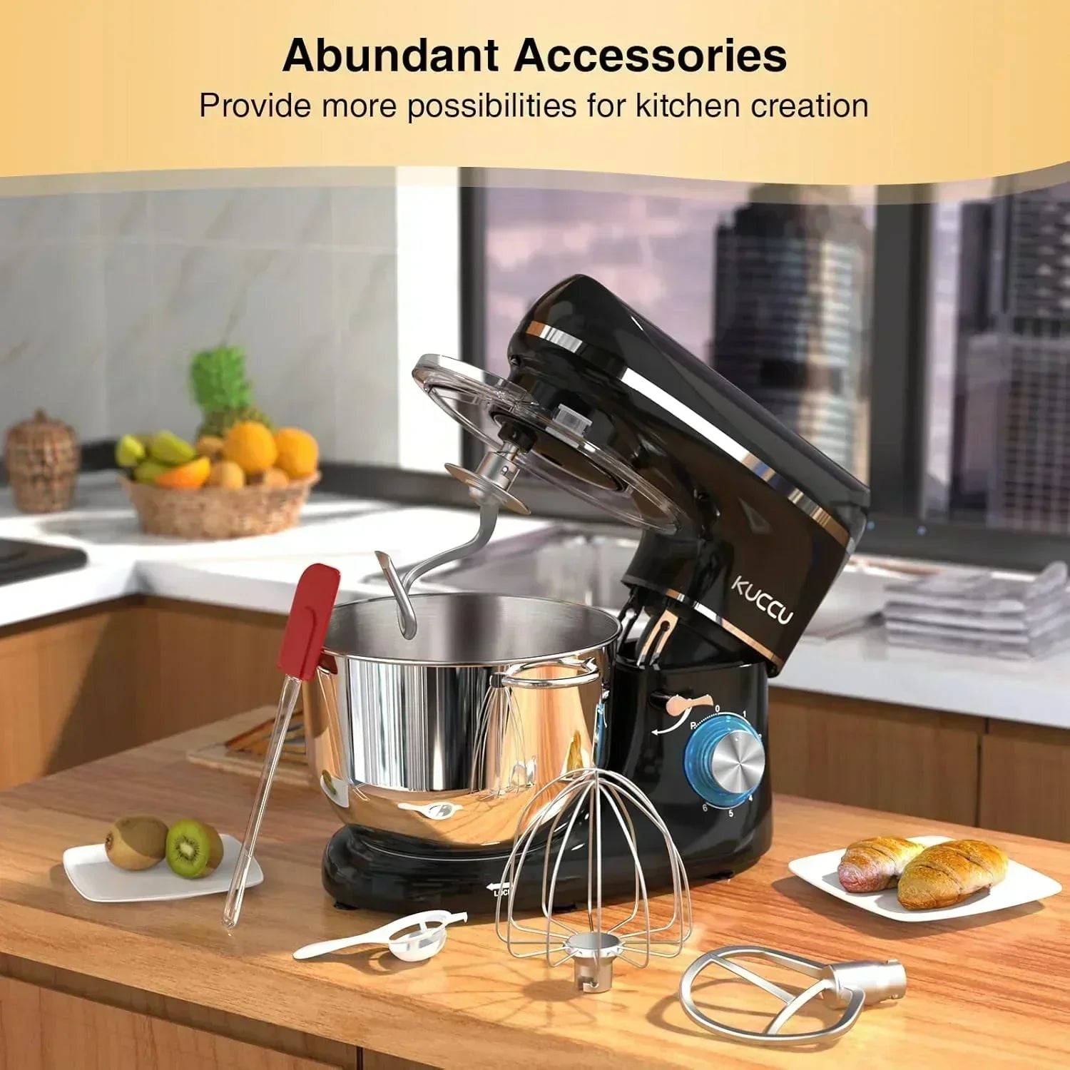 Stand Mixer 6.5 Qt 660W 6-Speed Tilt-Head Food Dough Mixer Kitchen Electric Mixer Stainless Steel