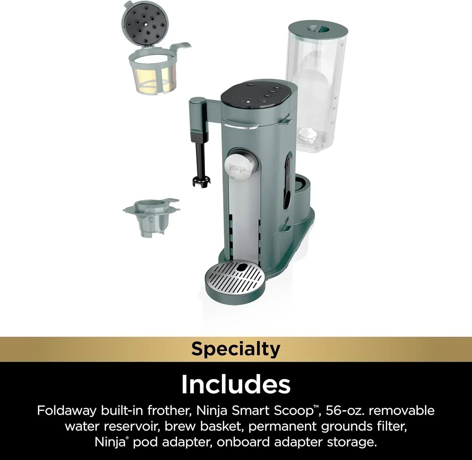 Ninja Single Serve Coffee Maker 56 oz Reservoir Stone