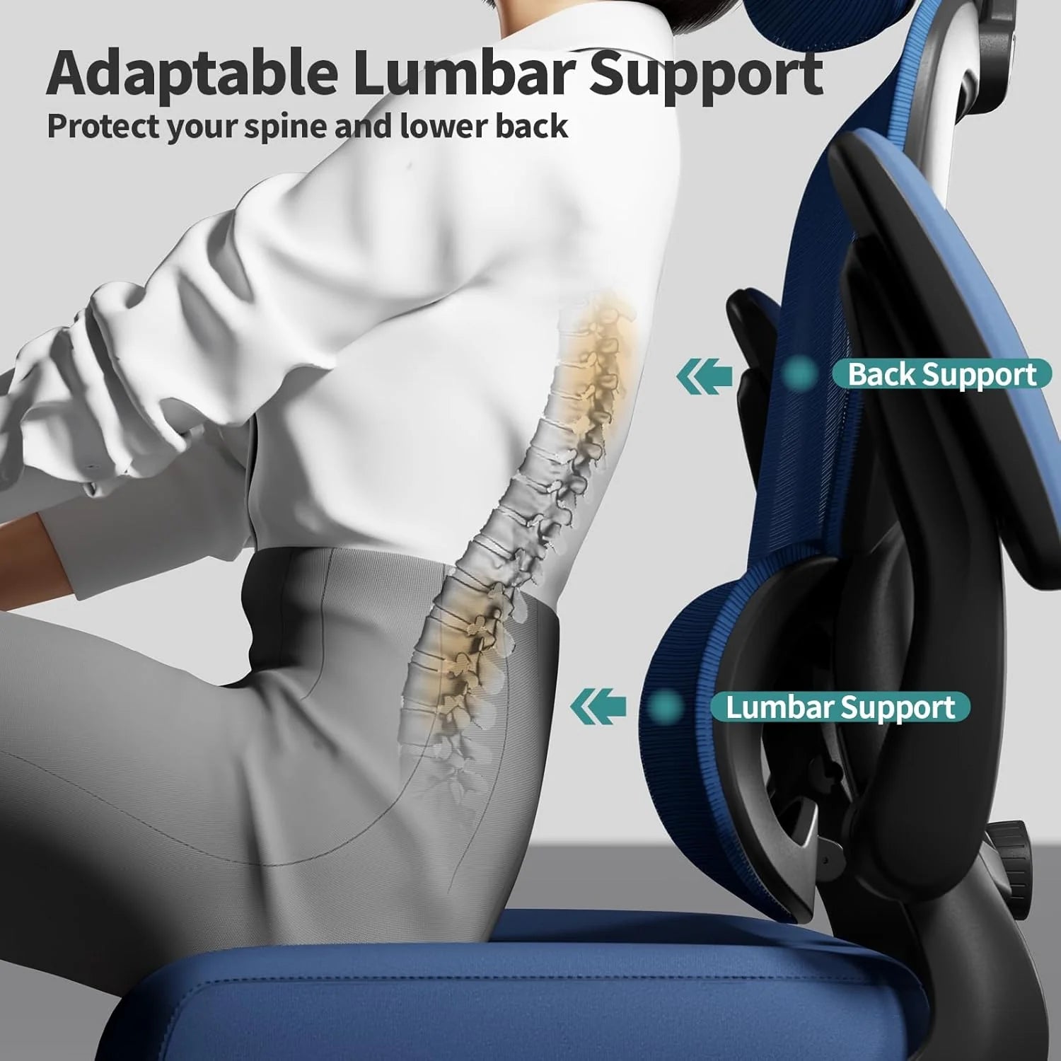 Office Chair Ergonomic Desk Chair, 330 lbs Home Mesh Desk Chair with Wheels, Comfortable Gaming Chair, High Back Office Chair