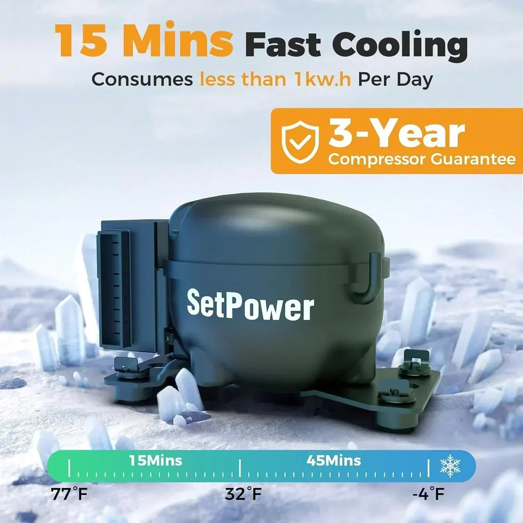 12V Refrigerator 21 Quart Portable Freezer 50 Hours Keep Cool Electric Cooler Car Refrigerator
