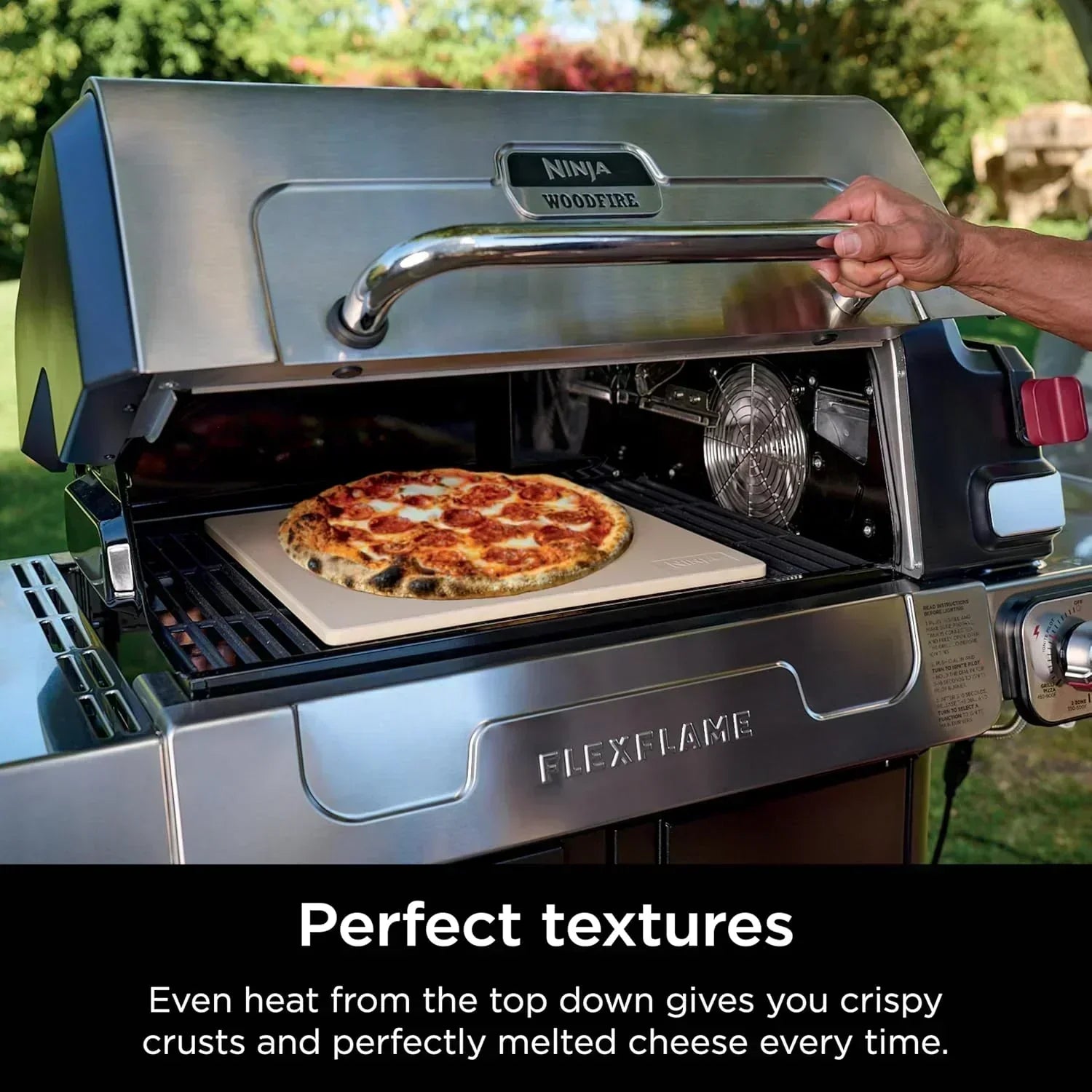 Ninja FlexFlame Grill and Smoker Electric Propane Grill Roaster BBQ Grill 5-in-1 Cooking System