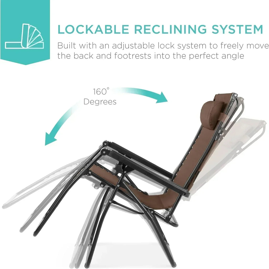 Best Choice Products Folding Zero Gravity Recliner Patio Lounge Chair Adjustable Canopy Shade