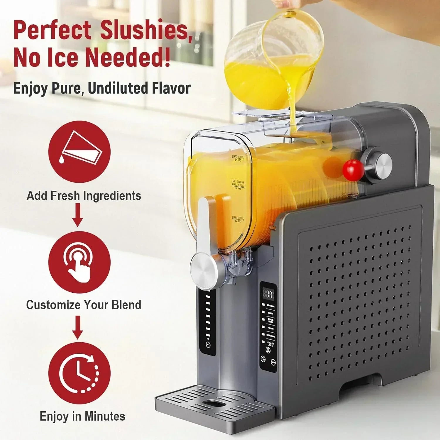 Slushie Machine No Ice Needed All-in-One Slushy Maker for Home Real-Time Temp Display
