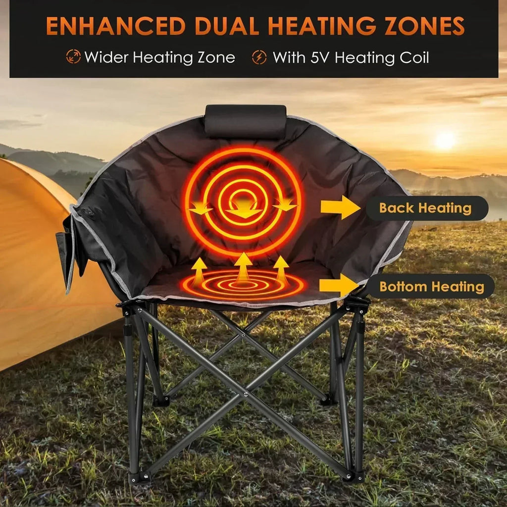 Heated Camping Chair Extra Large Heated Chair Outdoor Sports Chair with 3 Heat Levels on Back