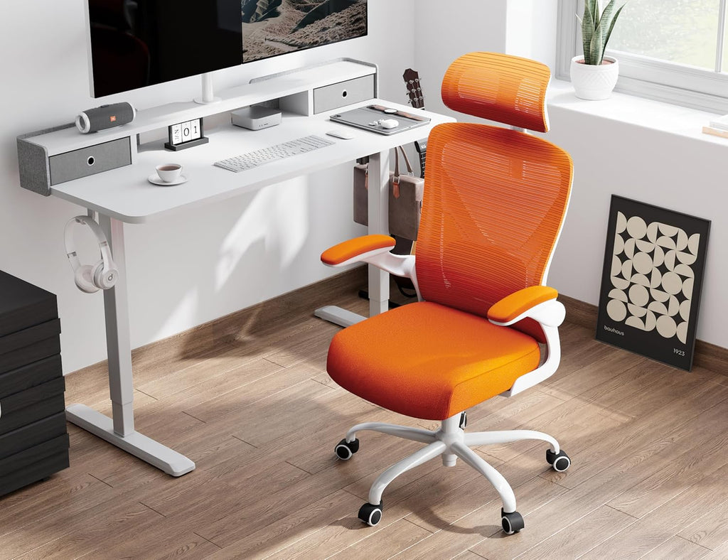 Office computer desk and chair gaming chair with lumbar support and headrest