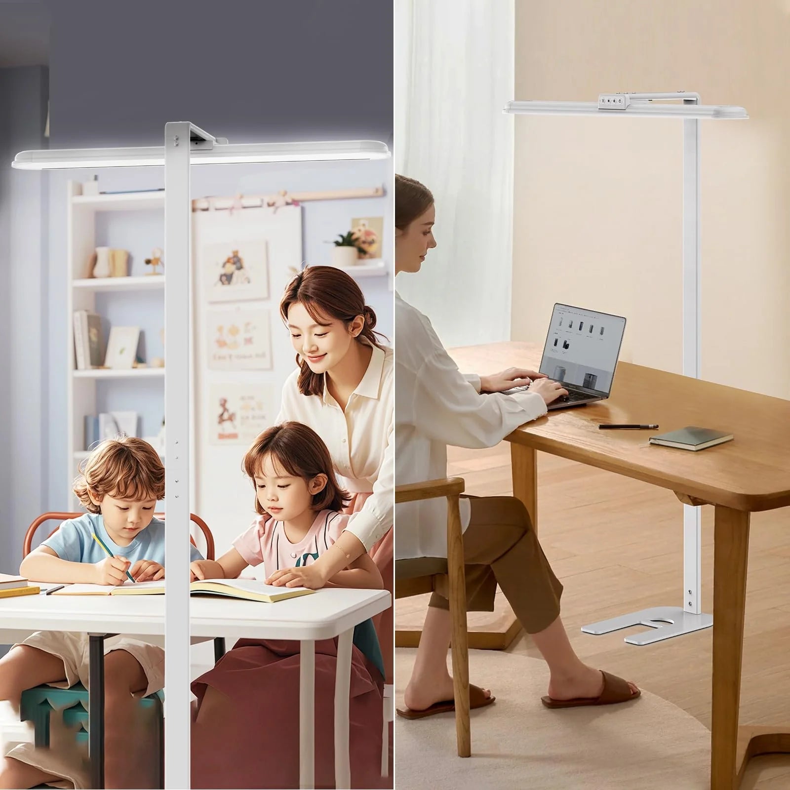 LED Desk Lamp for Home Office Double Head 24W Dimmable 5 Colors 5 Brightness Levels Gooseneck