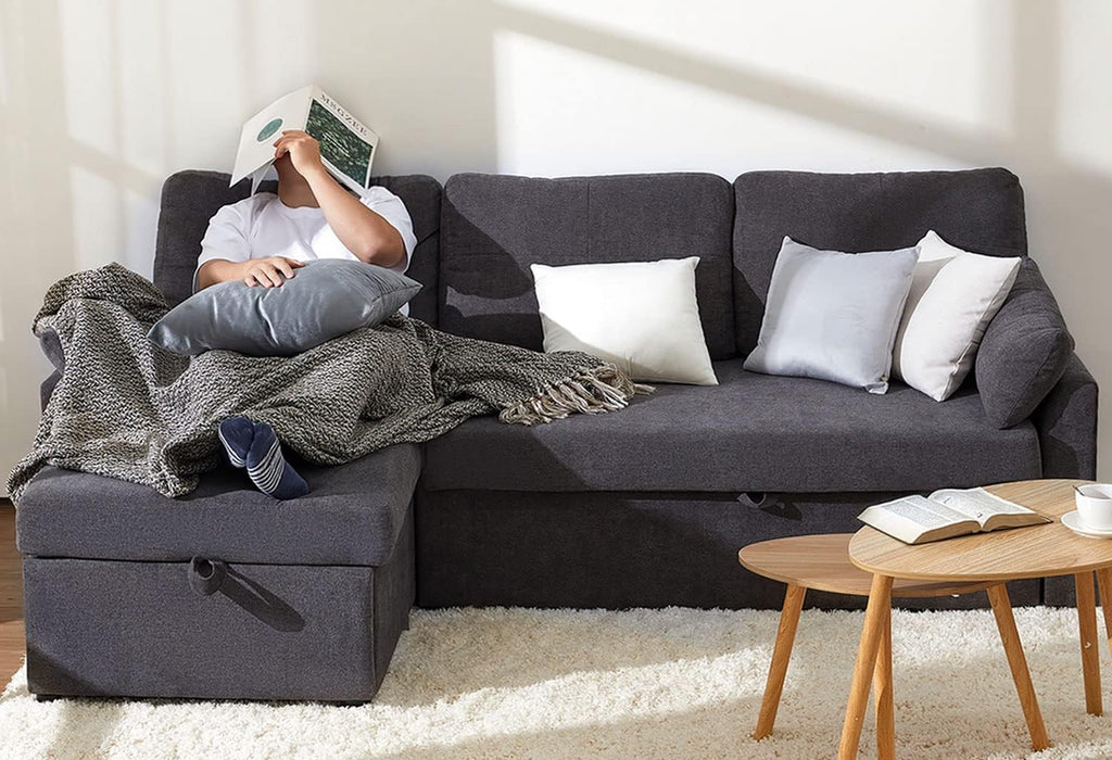 VanAcc Sofa Bed Sleeper Sofa with Storage Chaise 2 in 1 Pull Out Couch Living Room