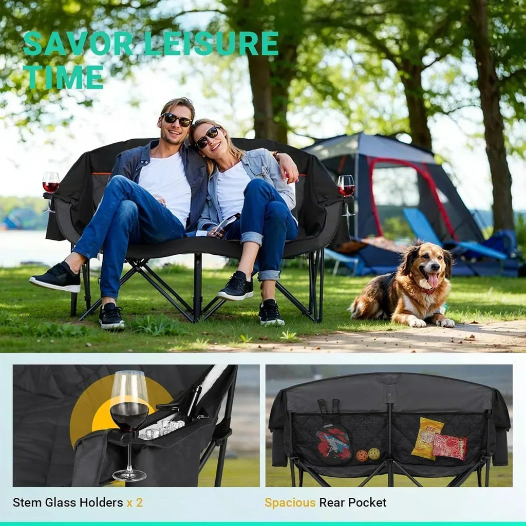 Extra Large Double Camping Chair 2 Person Comfortable Sofa Chair Adult Loveseat Lawn Chair