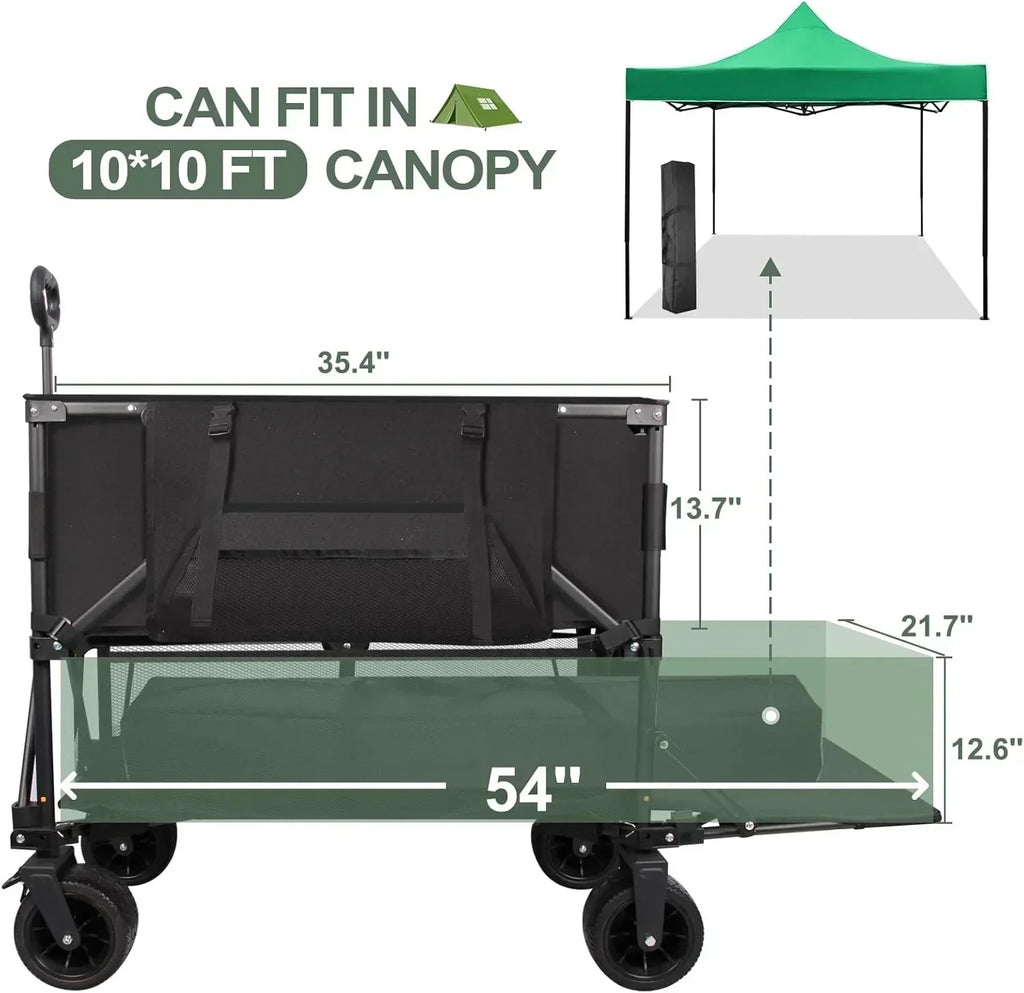 Double Decker Wagon Heavy Duty Collapsible 600LBS 400L Capacity Foldable Utility Cart