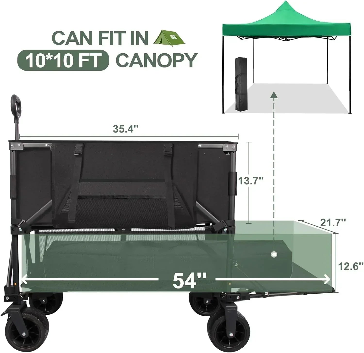 Double Decker Wagon Heavy Duty Collapsible 600LBS 400L Capacity Foldable Utility Cart