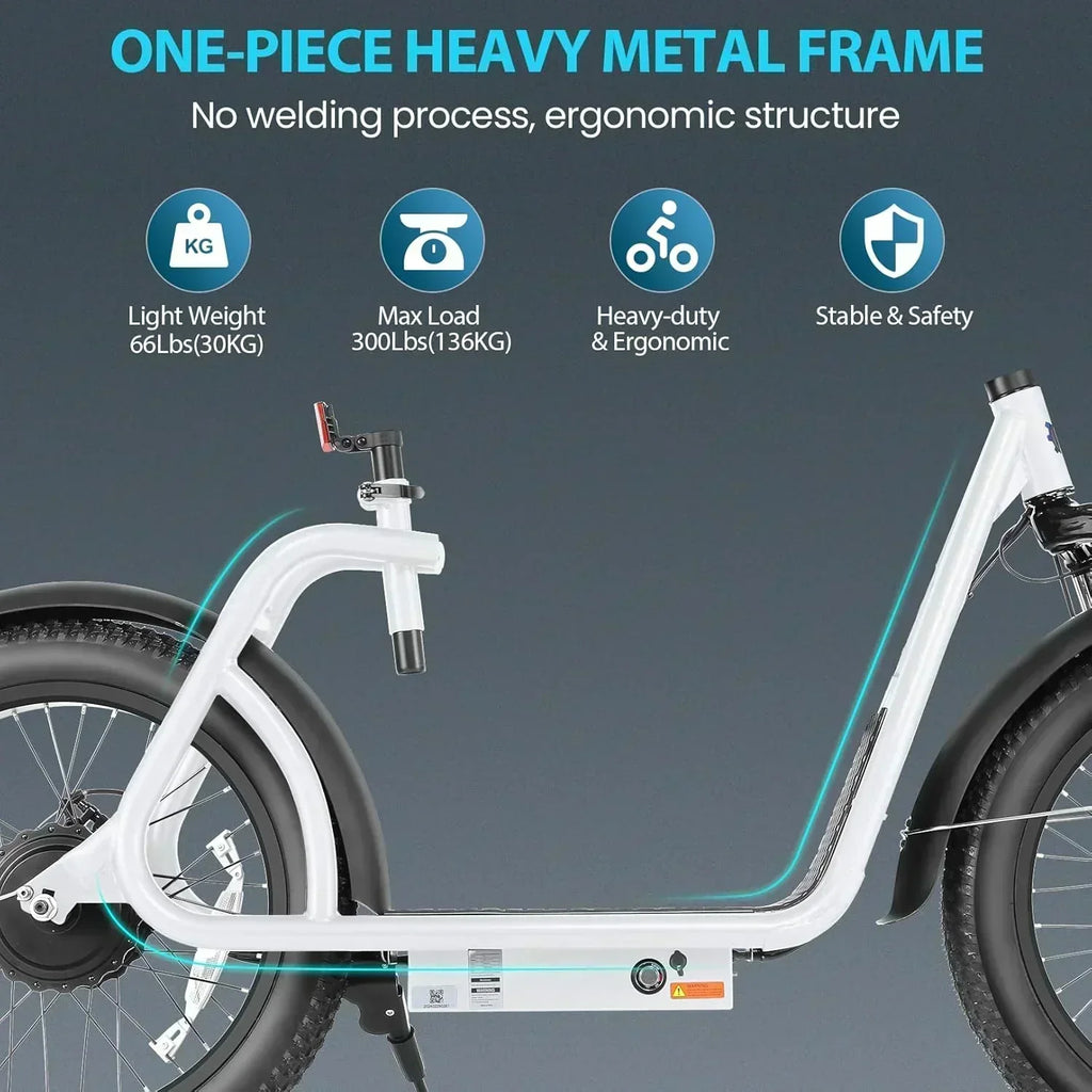 Caroma Peak 800W Foldable Adult Electric Scooter with 20-inch Wide Tires 48V Battery Basket
