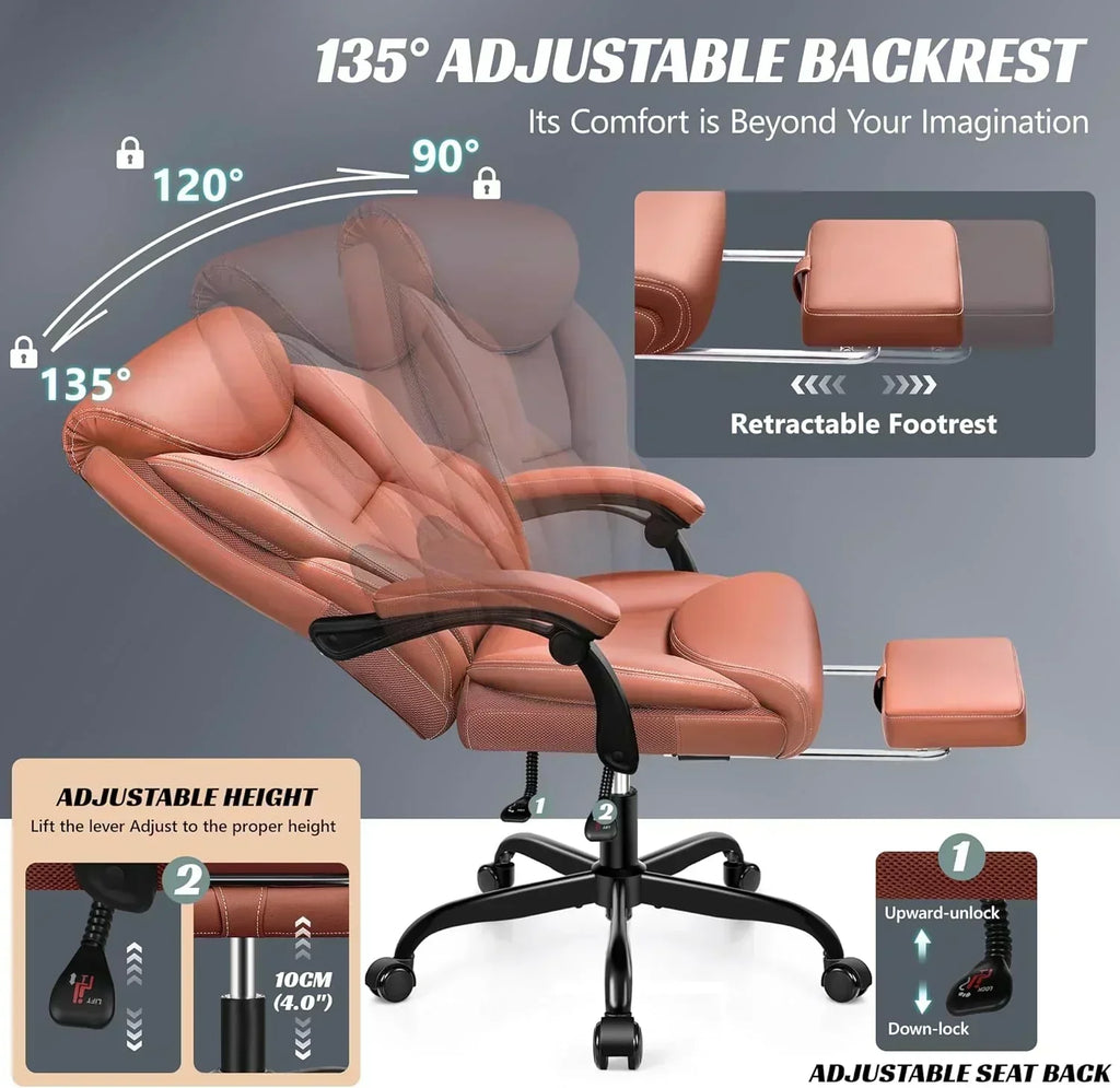 Office Chair Large High-Foot Computer Desk Chair Chair Lumbar Support Rotating Computer Chair