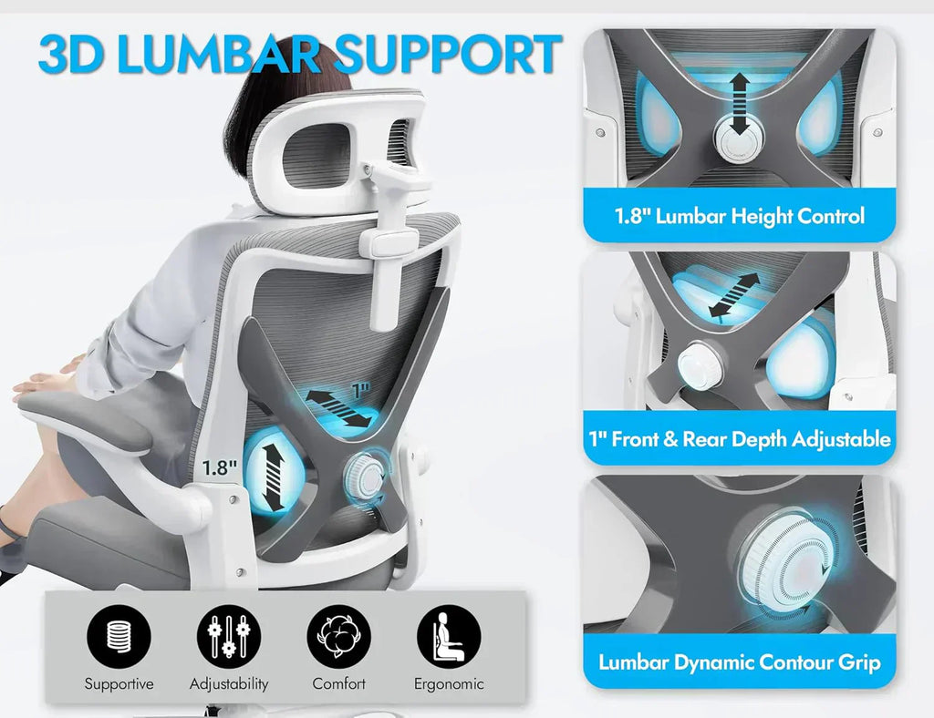 Office computer desk and chair gaming chair with lumbar support and headrest