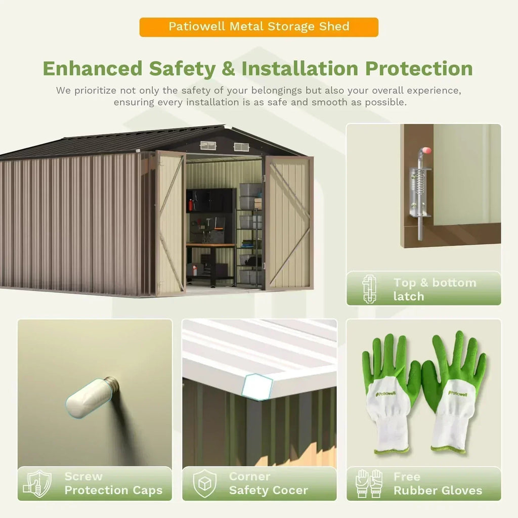 Patiowell 5x3 FT Outdoor Storage Shed Tool Shed with Sloping Roof and Lockable Door Metal Shed