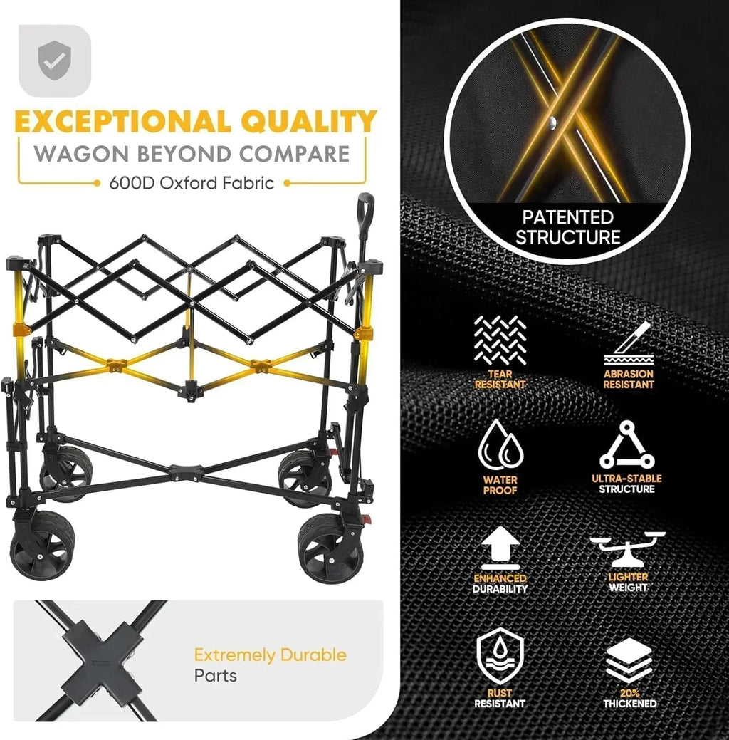 400L Large Capacity Folding Double Decker Wagon with Brakes 50 Extra Long Extender Cart