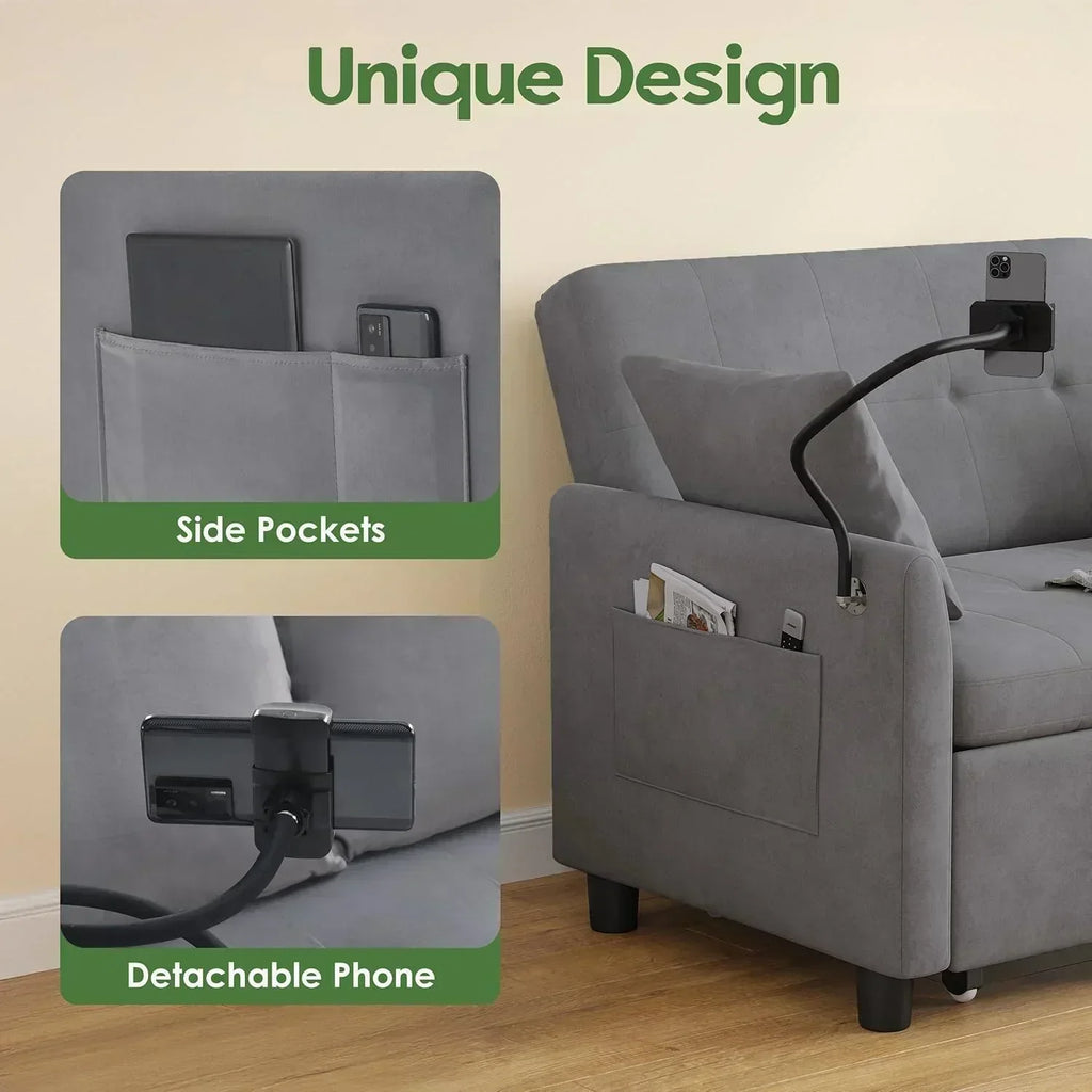 Sleeper Sofa Bed 3 in 1 Convertible Sleeper Couch Bed Pull Out Small Loveseat Sofa