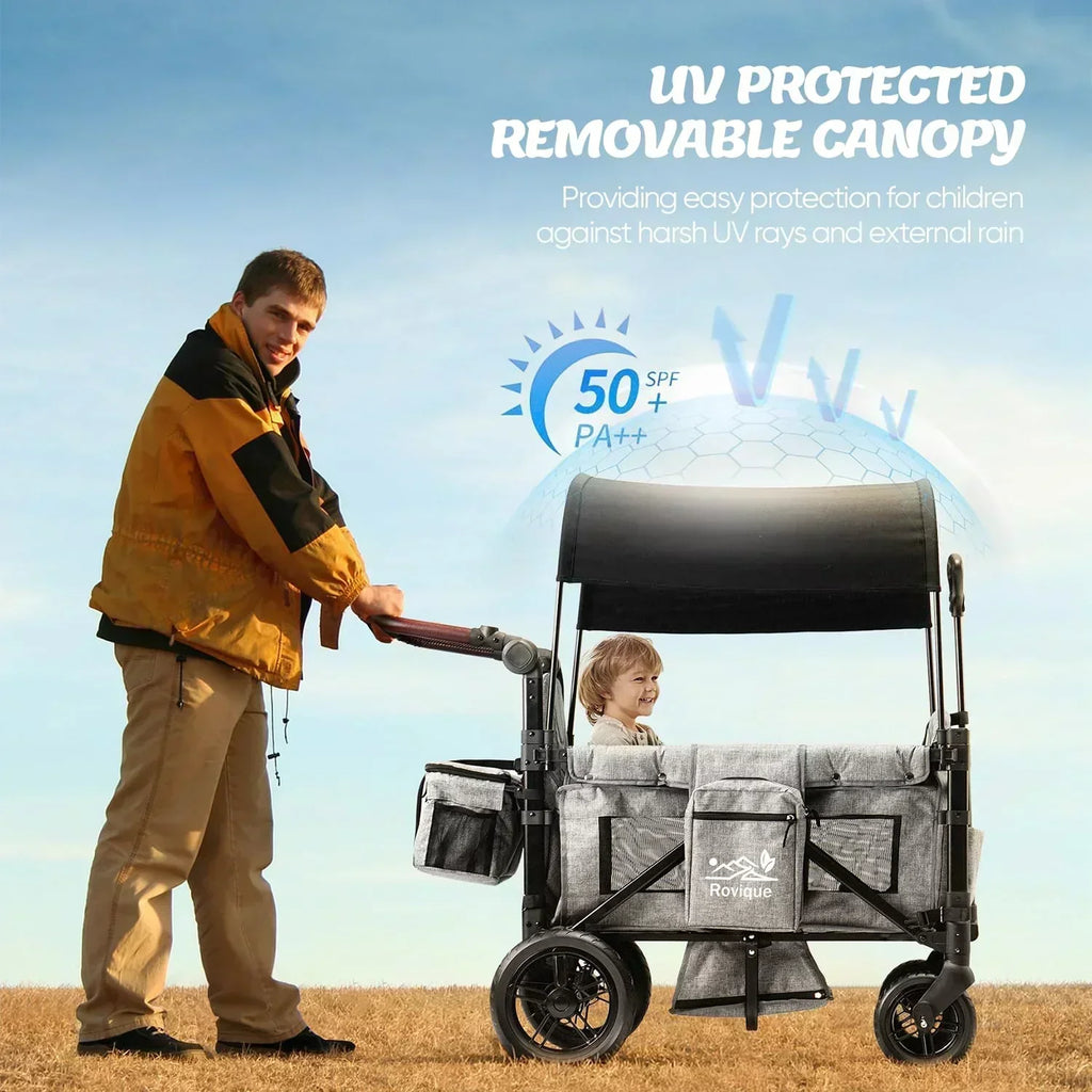Wagon Stroller for 2 Kids Premium Wagon for Kids with Removable Canopy Snack Tray