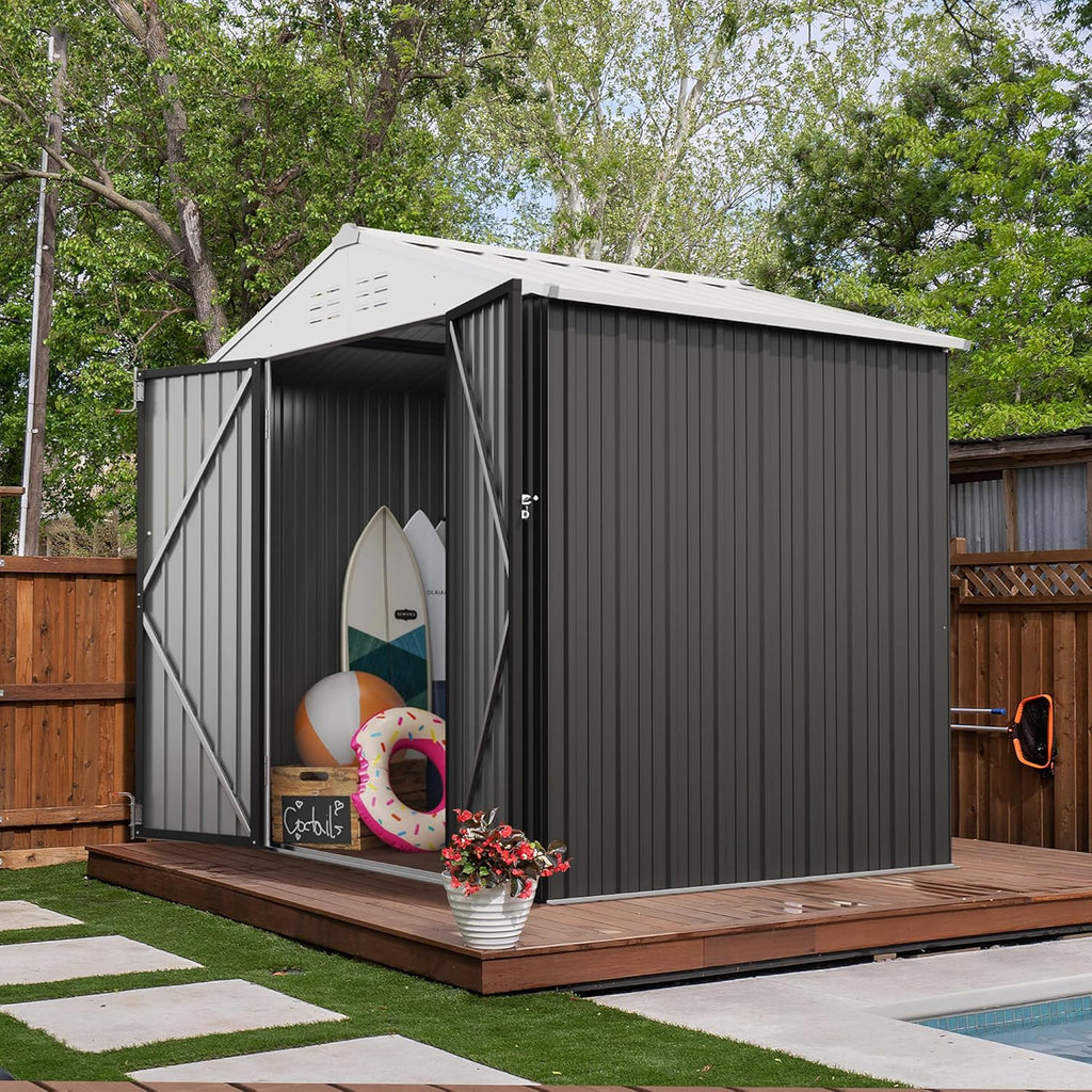 Devoko Outdoor Storage Shed Lockable Metal Garden Shed Steel Anti-Corrosion Storage House