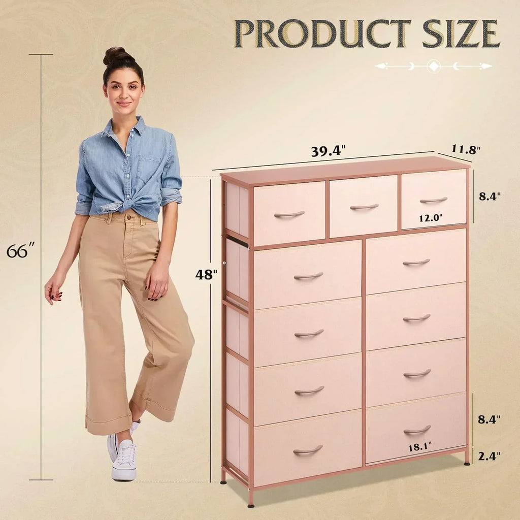 Storage Organizer Unit 11 Fabric Bins Storage Drawers Organizer Steel Frame Tall Storage Tower