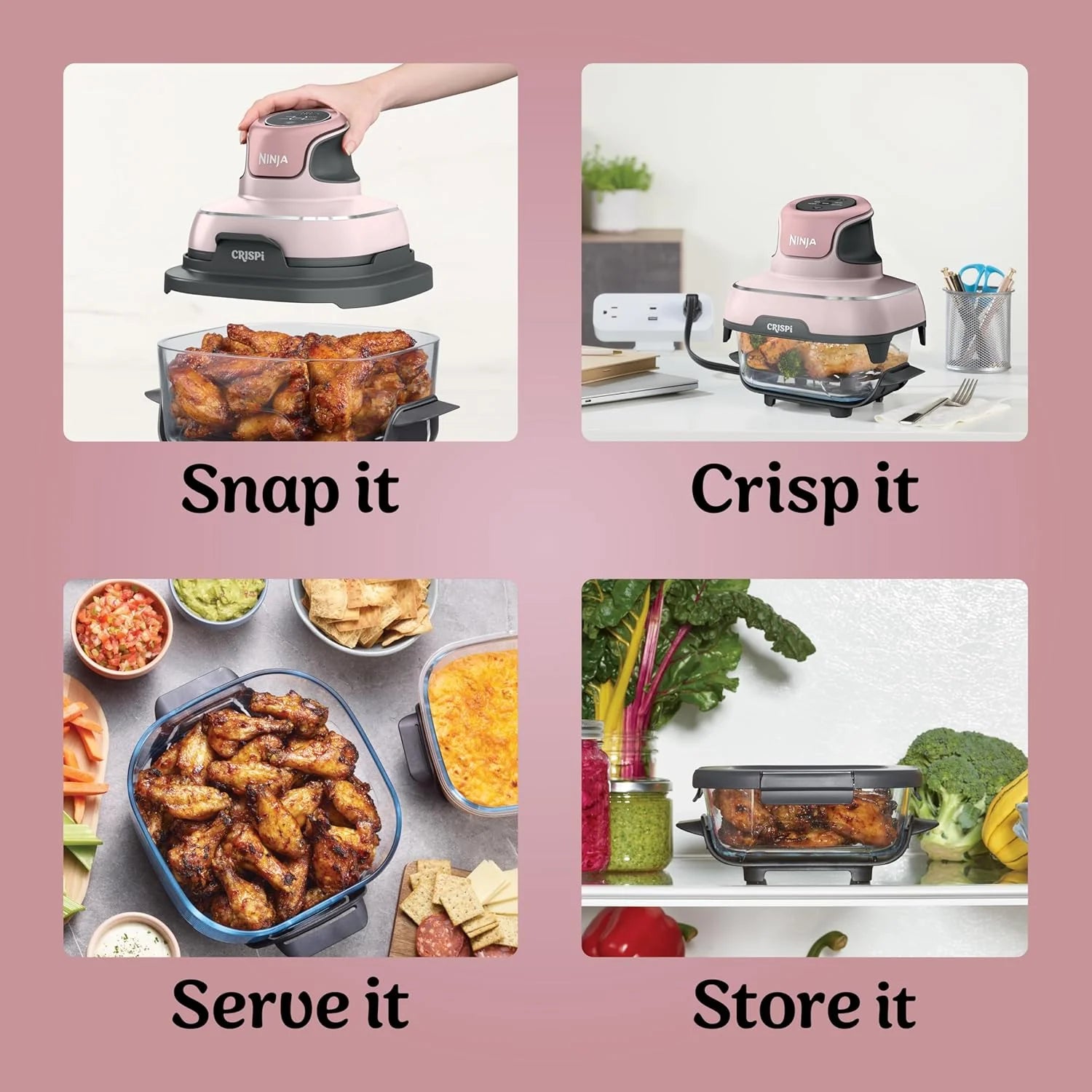 Ninja Crispi 4-in-1 Portable Glass Air Fryer Cooking System