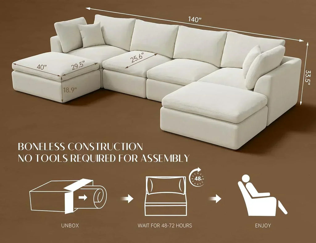 110 inch cloud sectional sofa for living room convertible L-shaped sofa 3 seater sectional sofa