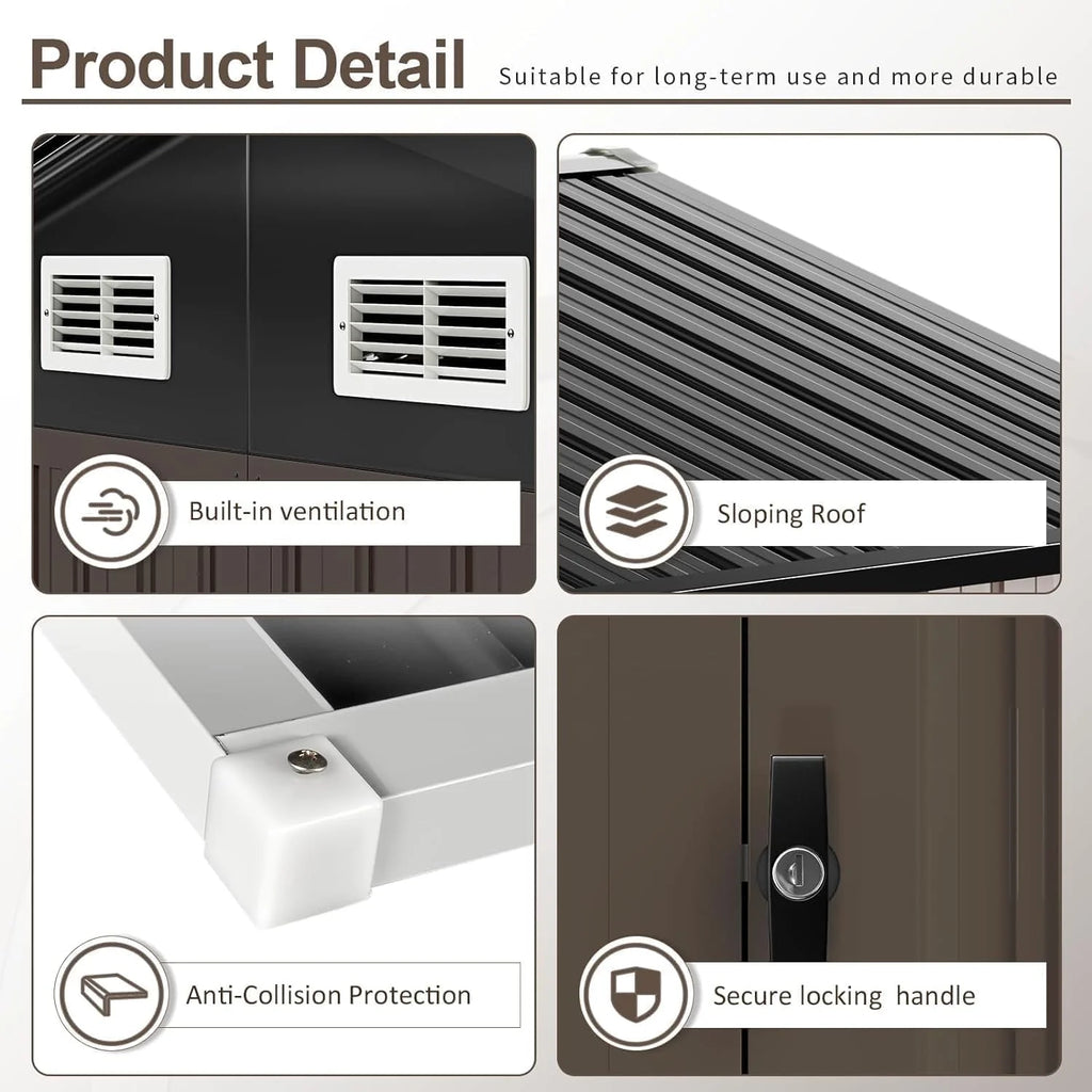 Aoxun 6.2x4 FT Shed Outdoor Storage Shed Metal Garden Shed Slooping Roof Tool Shed Bike Shed