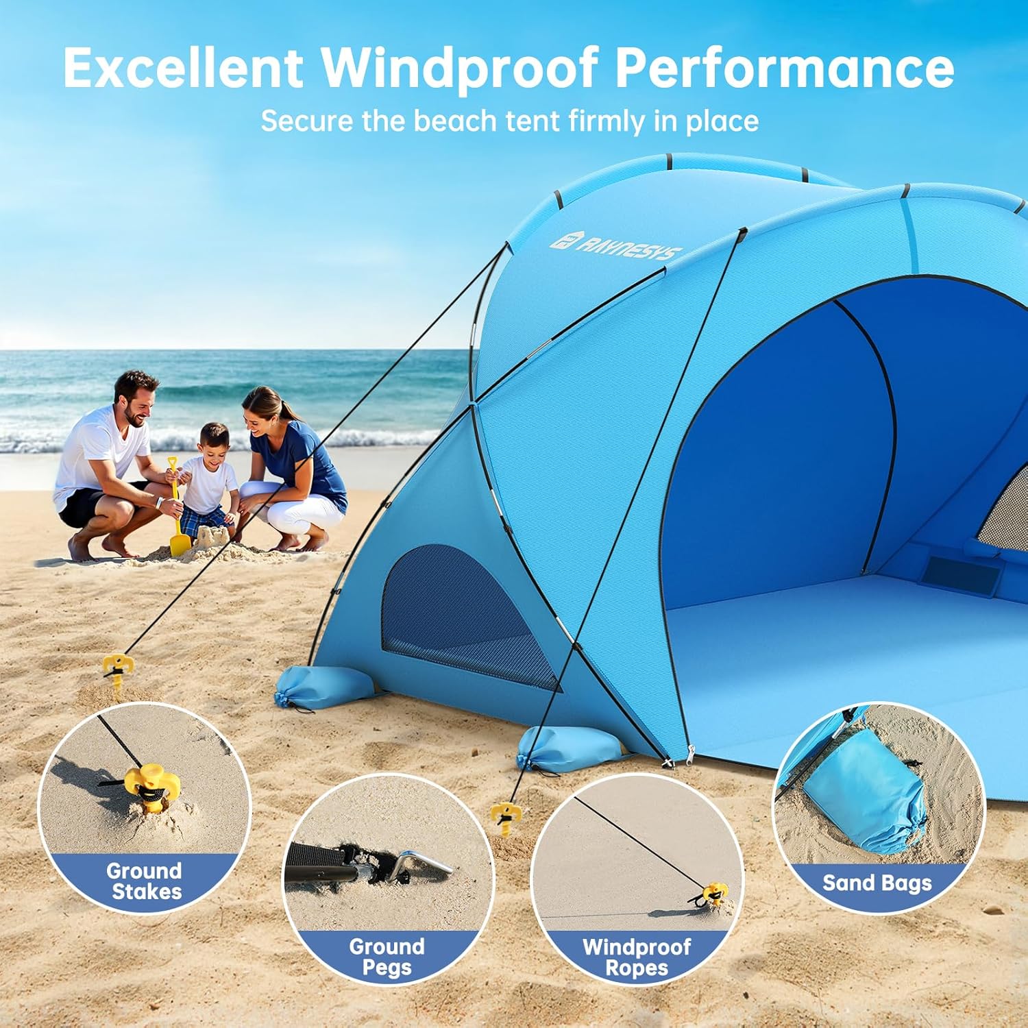 Beach Tent Sun Shelter Beach Shade Tent with UPF50+ UV Protection Beach Sun Shelter Beach Shade