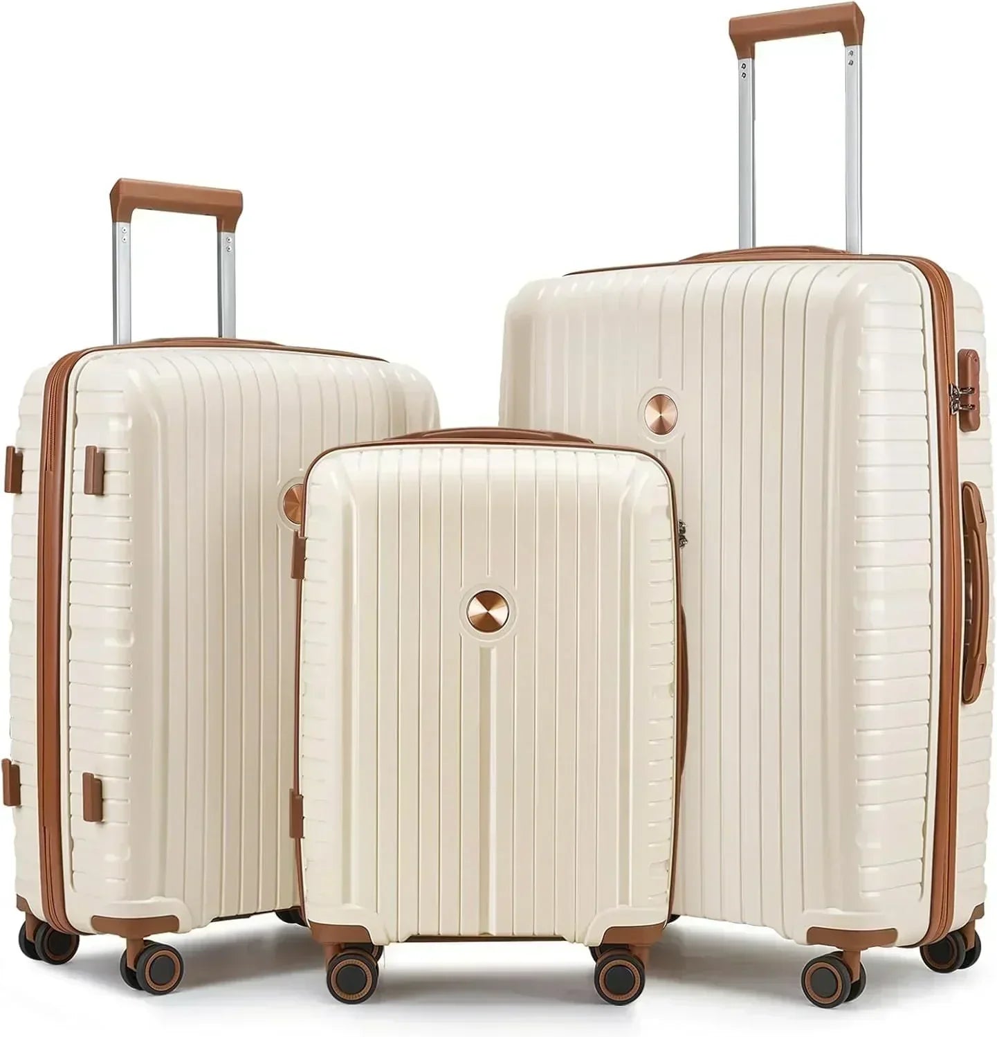 5-piece PP hardshell lightweight travel carry-on luggage set with dual spinner wheels