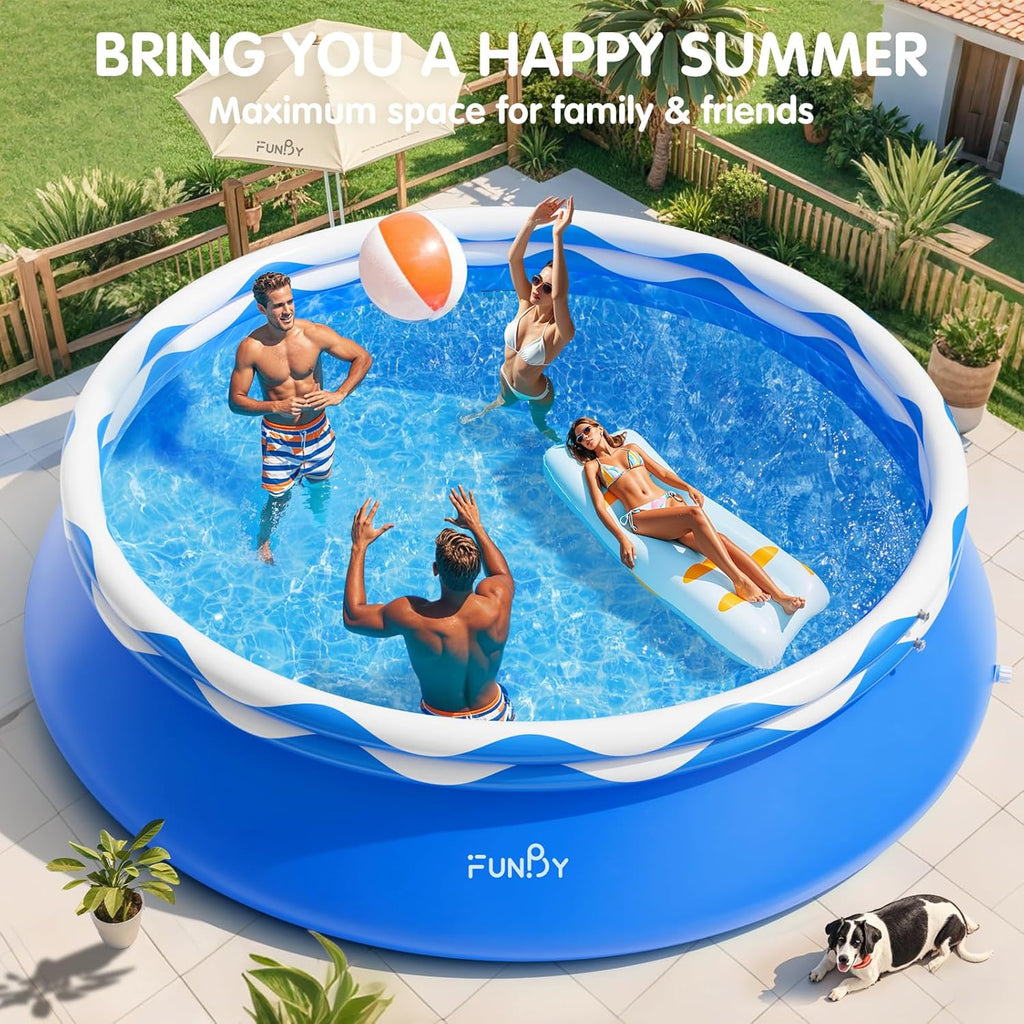Upgraded Double Rings Inflatable Above Ground Pool Easy Set Inflatable Swimming Pool