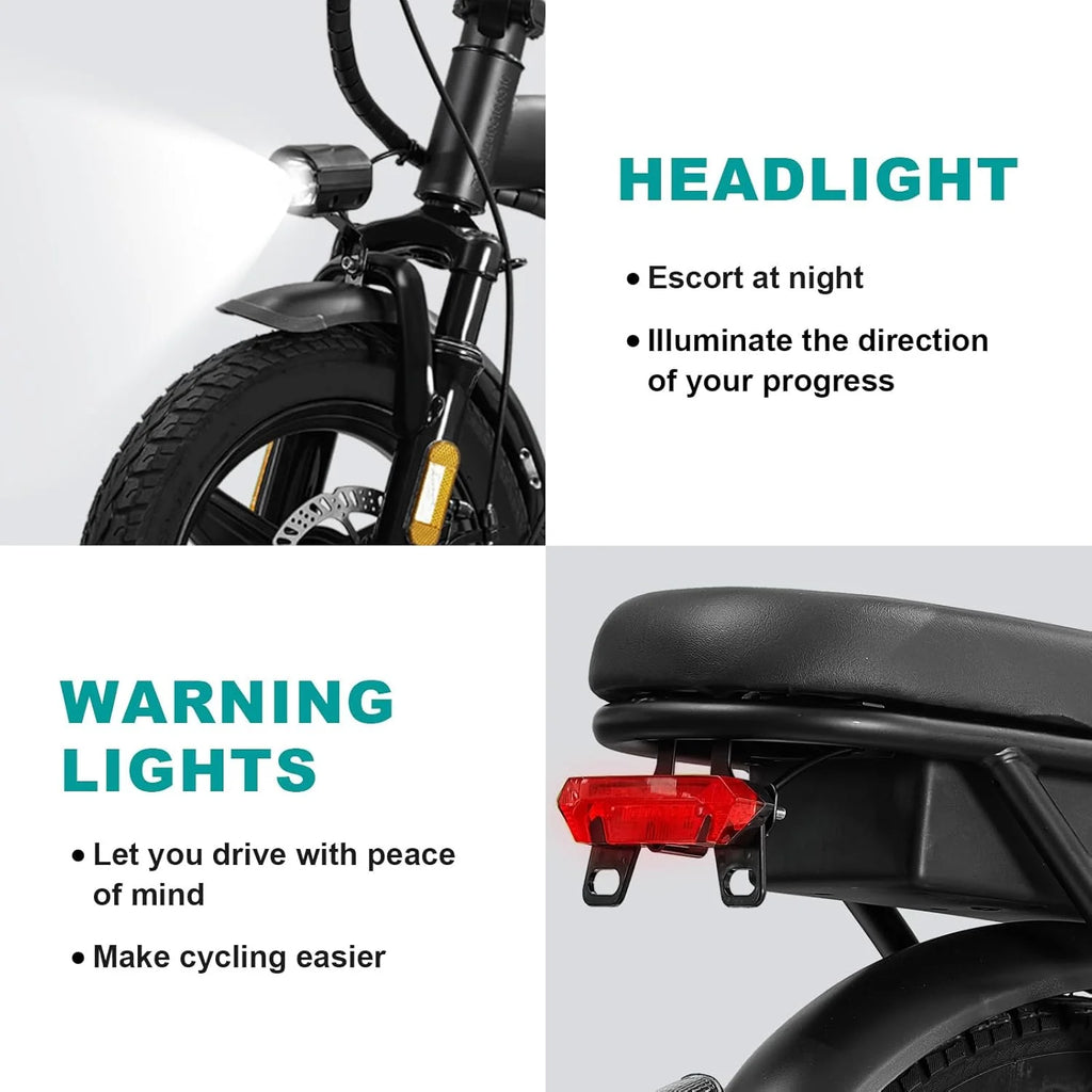 Electric Bike for Adults Teens Folding E-Bike Commuter City Foldable ebike Motor 48V 24MPH