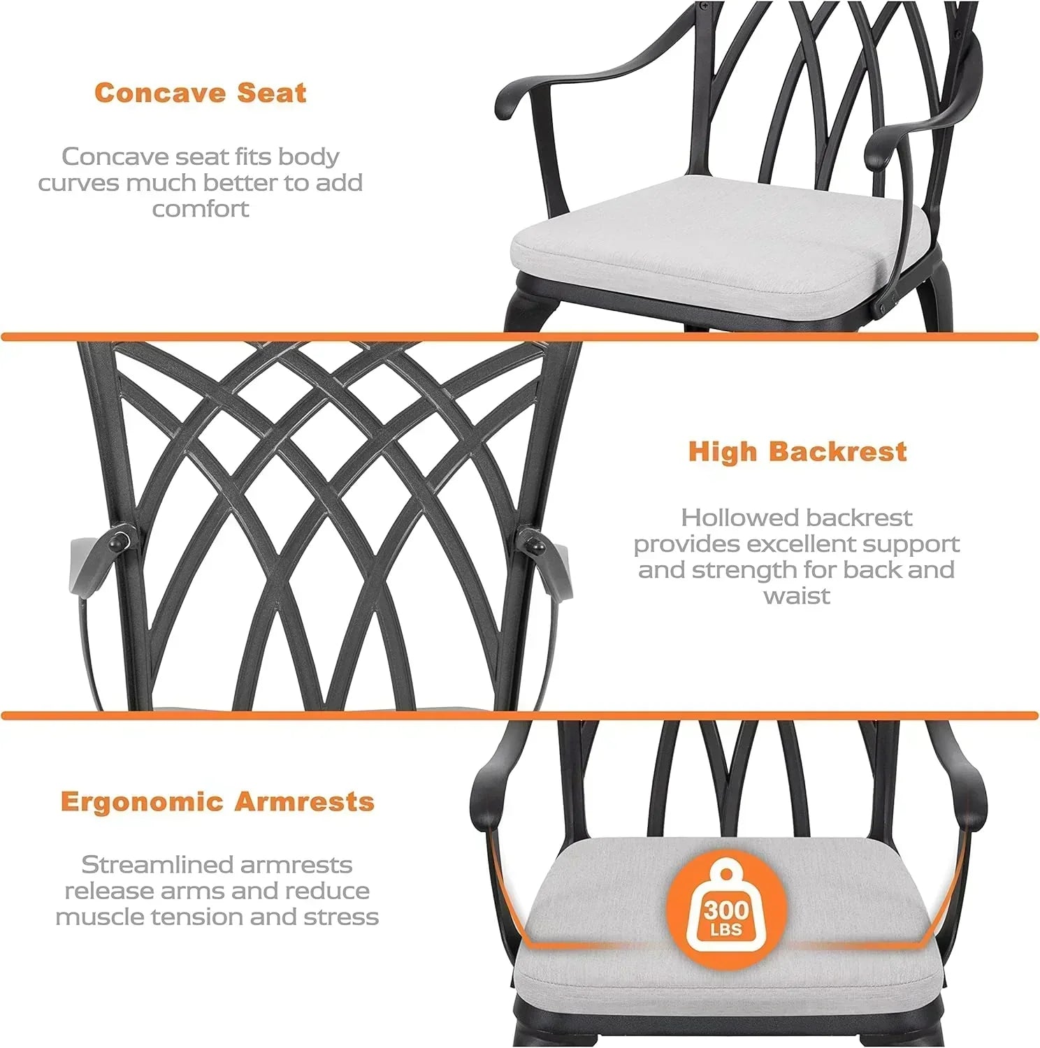 NUU GARDEN Bistro Set 3 Piece Outdoor Cast Aluminum Patio Bistro Set Patio Table Chairs Set of 2