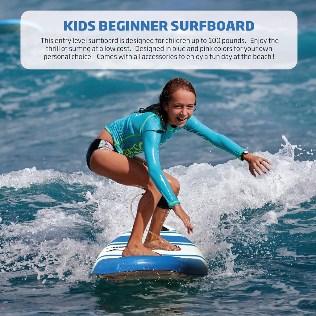 6 FUNBOARD Surfboard Softboard Foam Include (3) Fins 6 Foot Leash and (2) Wood Stringers