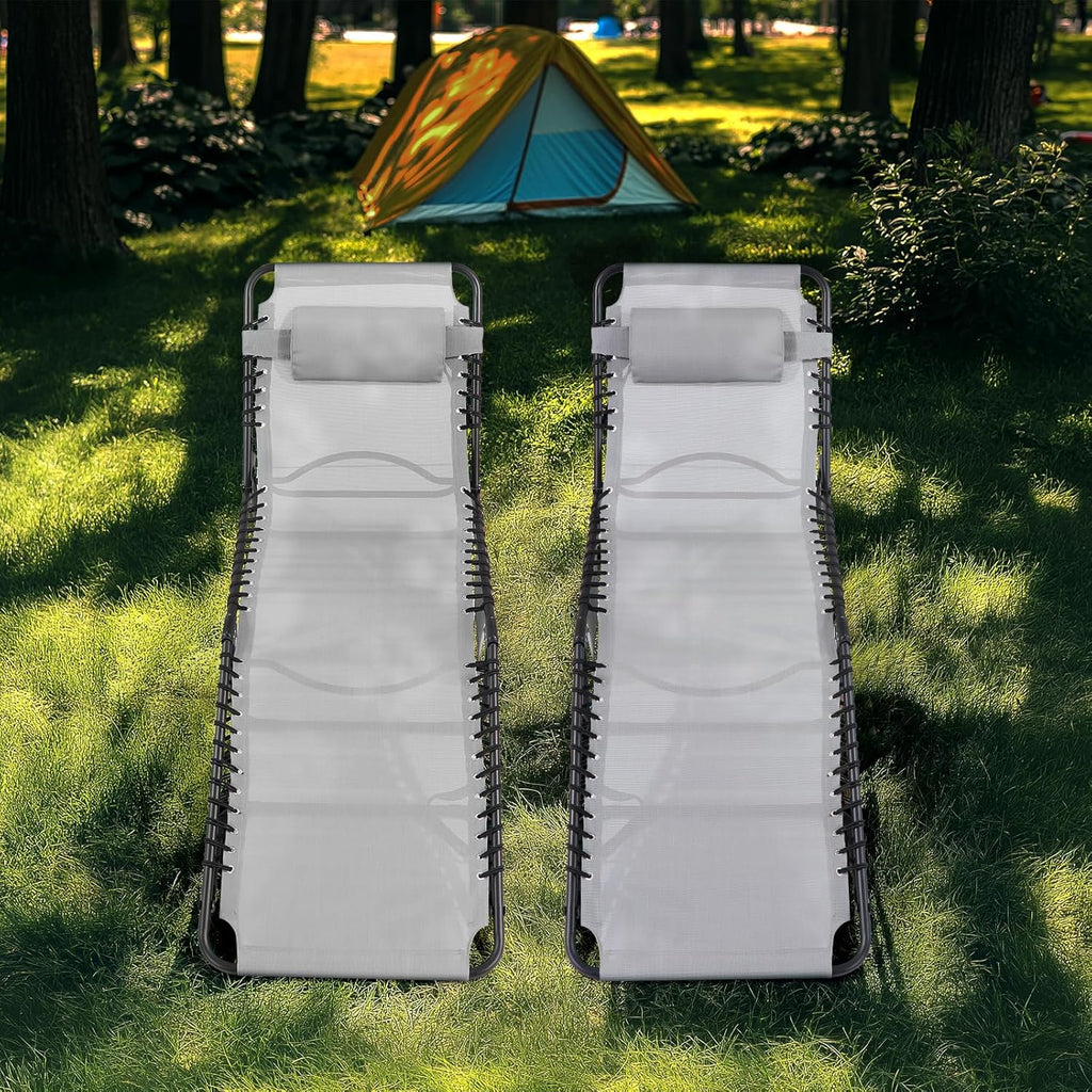 Unovivy Outdoor Chaise Lounge Chairs Portable Folding Pool Lounge Chair with Reclining Back