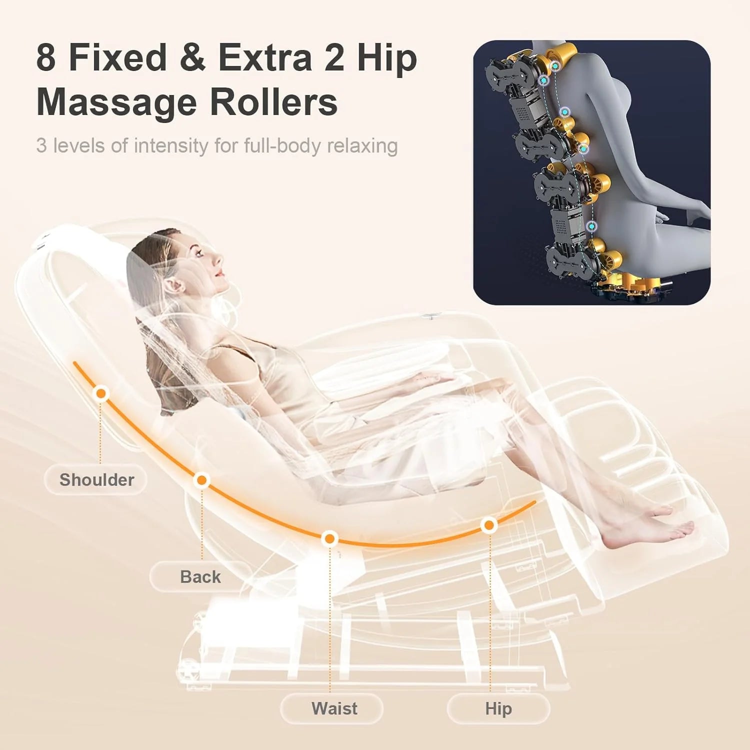 2025 Massage Chair Full Body, Zero Gravity Massage Chair with 10 Fix Rollers, Heating, Foot Massage, Auto Modes, Bluetooth Speaker, Touch Screen Controller (Black & Brown)