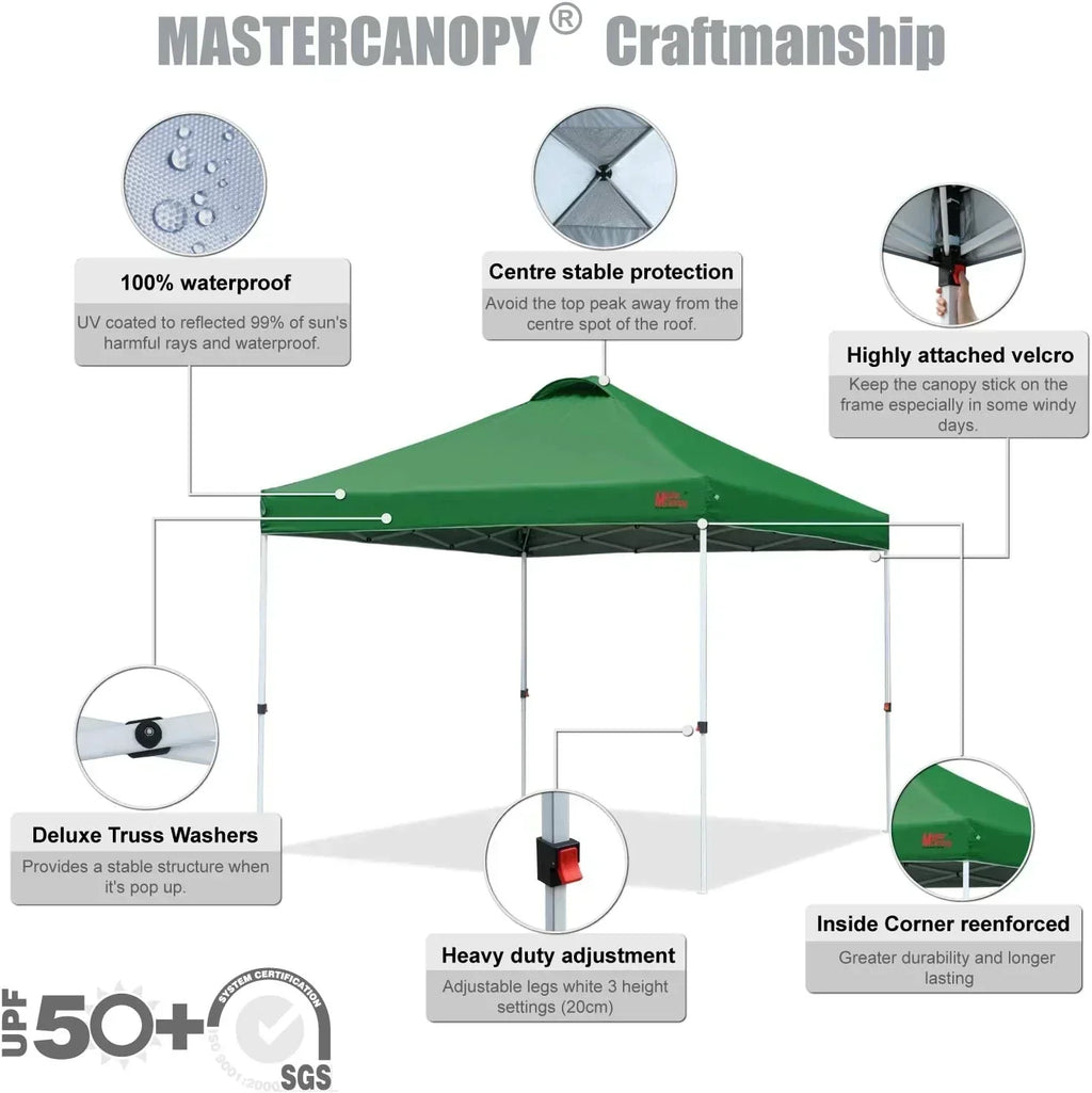 Durable Pop-up Canopy Tent with Roller Bag (10x10 Black)