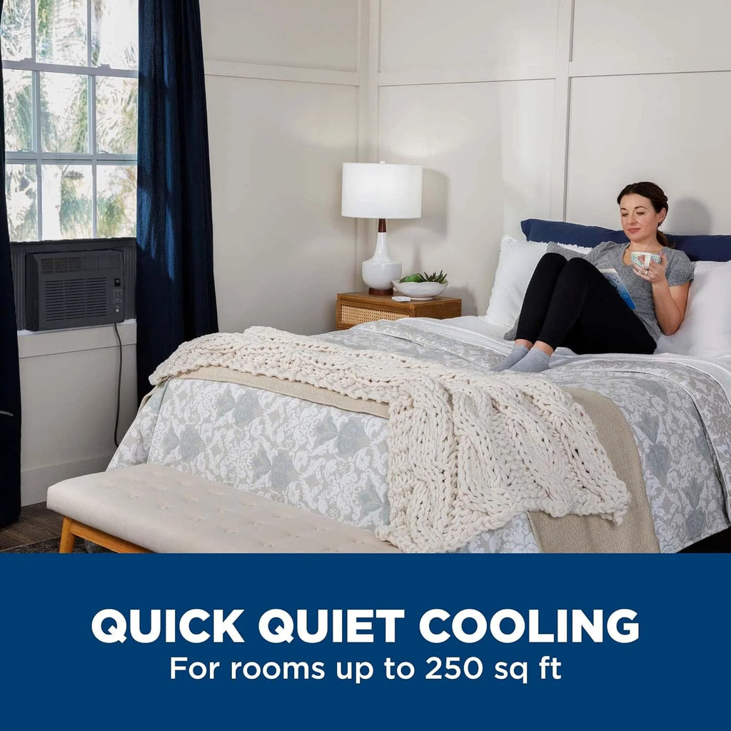 GE Window Air Conditioner Unit, 6,000 BTU for Small Rooms up to 250 sq ft. with Adjustable Fan and Cooling Settings, Perfect for Small Bedroom or Living Room, Easy Install Kit Included, White