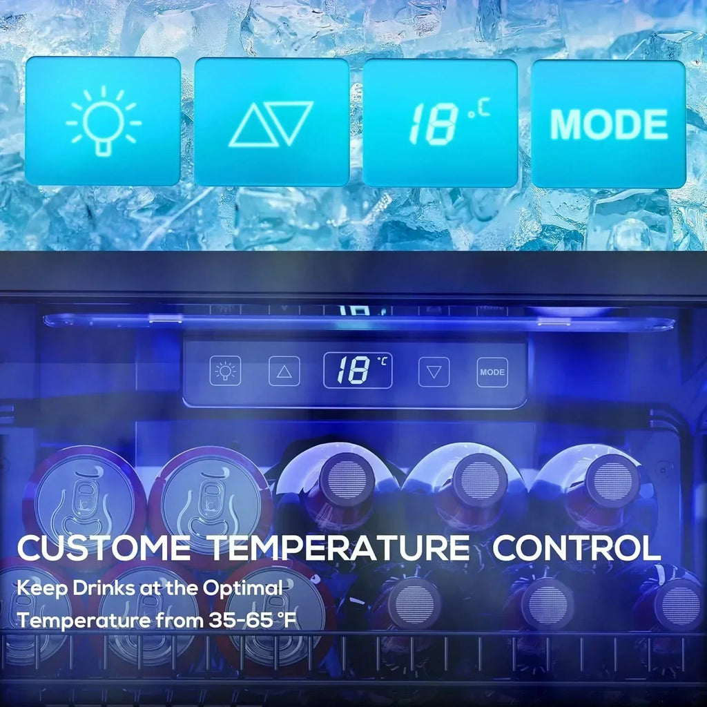 Beverage Refrigerator Cooler-120 Cans Freestanding Mini Fridge Cooler with Glass Door