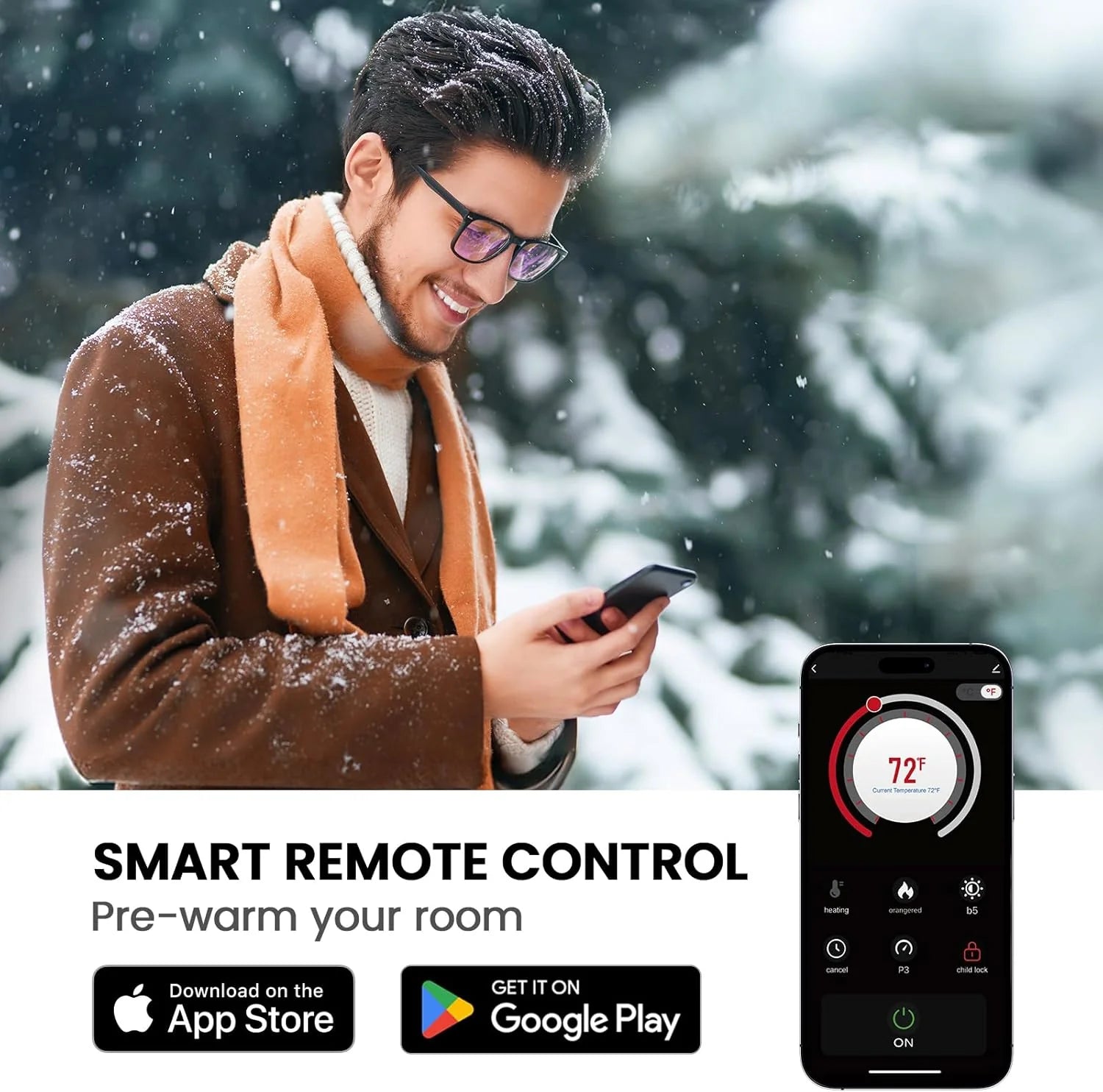 50 Smart Electric Fireplace 5300 BTU Heat Output, Ultra-Slim Wall-Mount or Built-In Electric Fireplace