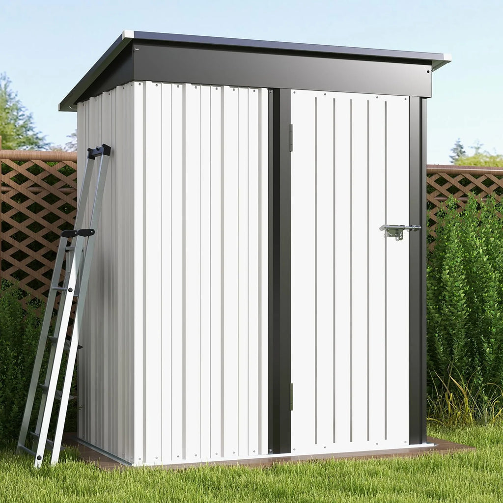 Patiowell 5x3 FT Outdoor Storage Shed Tool Shed with Sloping Roof and Lockable Door Metal Shed