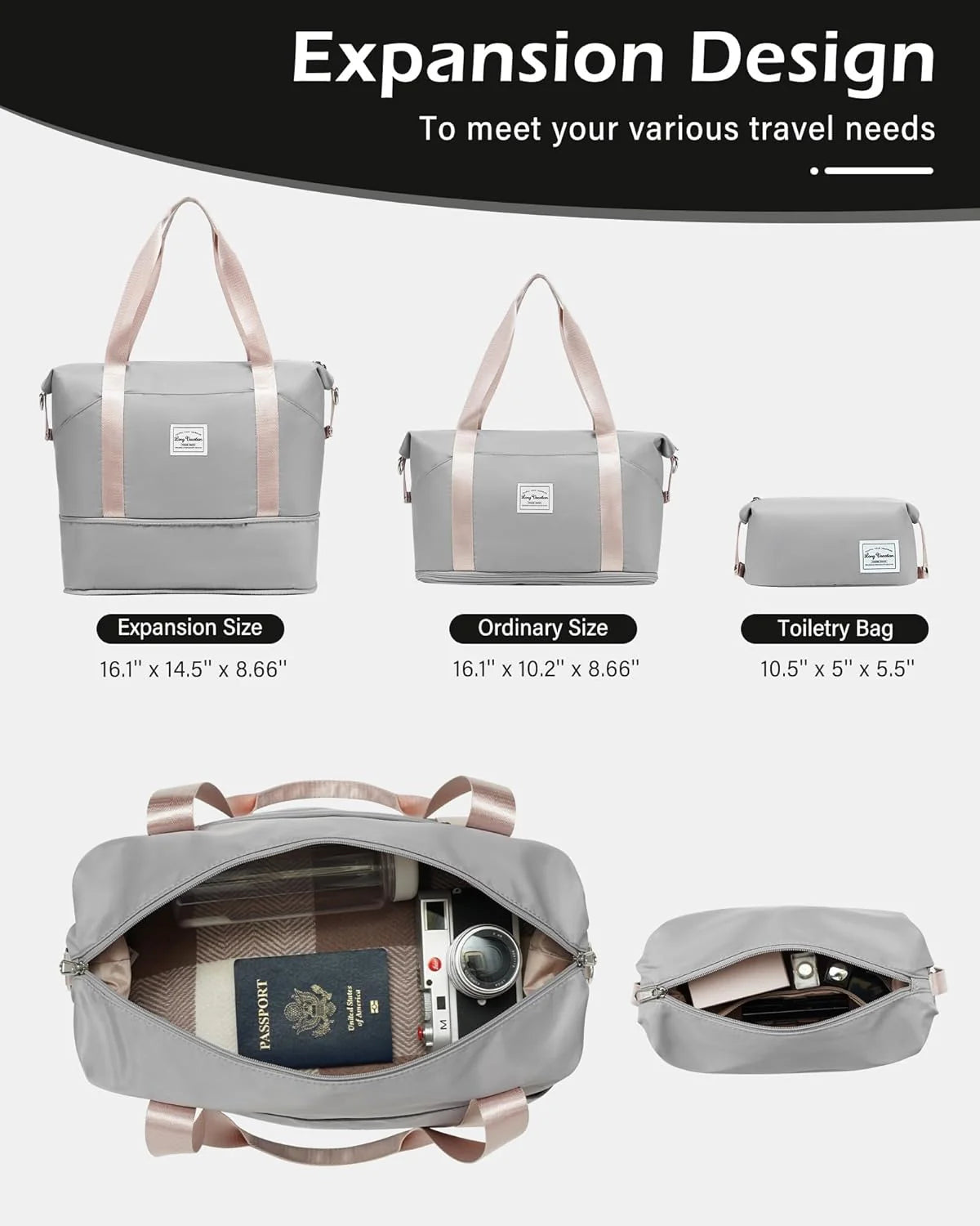 LONG VACATION 6 Piece Luggage Set Carry on Suitcase with ABS+PC hardshell, Spinner Wheels & YKK Zipper TSA Lock